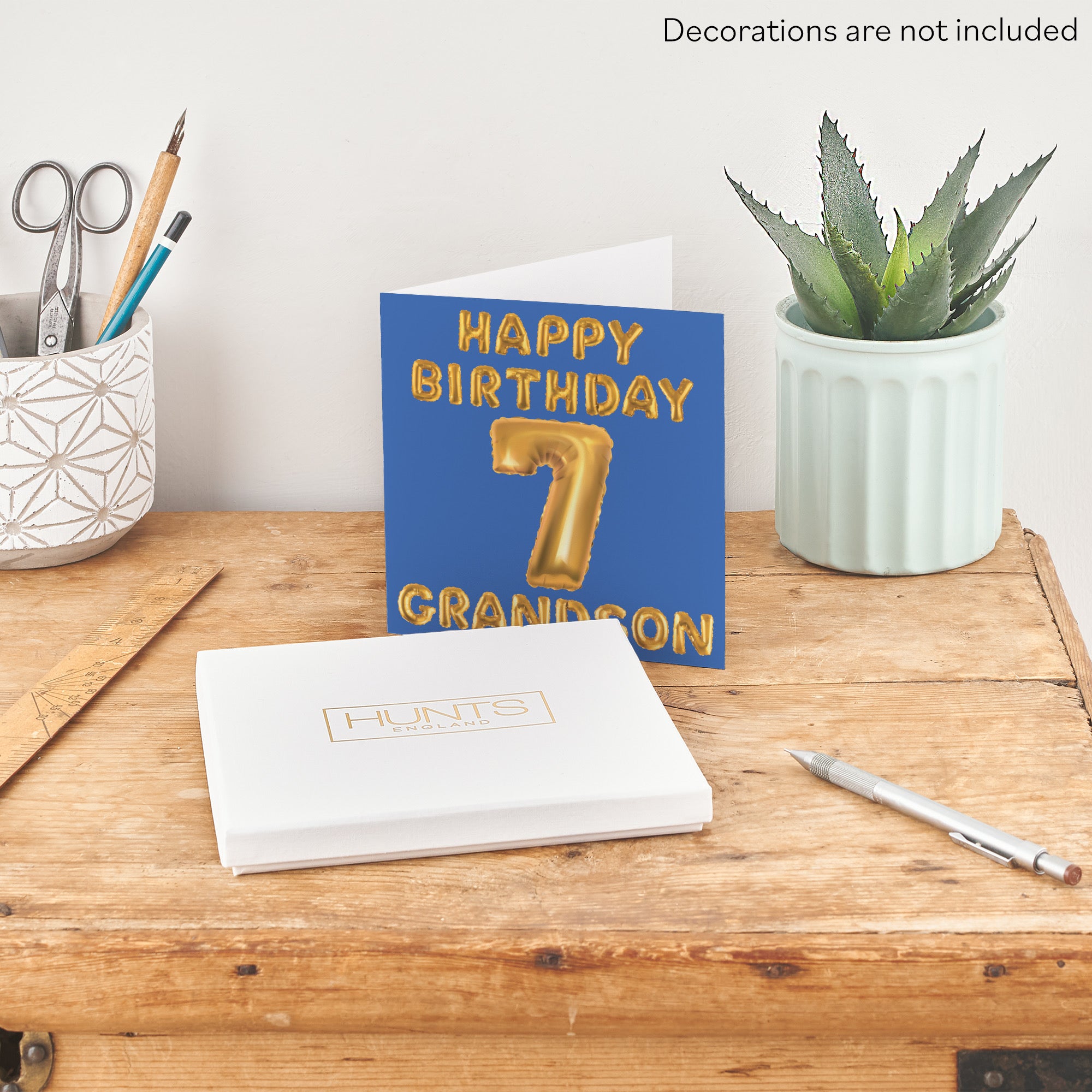 Boxed 7th Grandson Birthday Card Balloon - Default Title (B0D5RLVWWB)