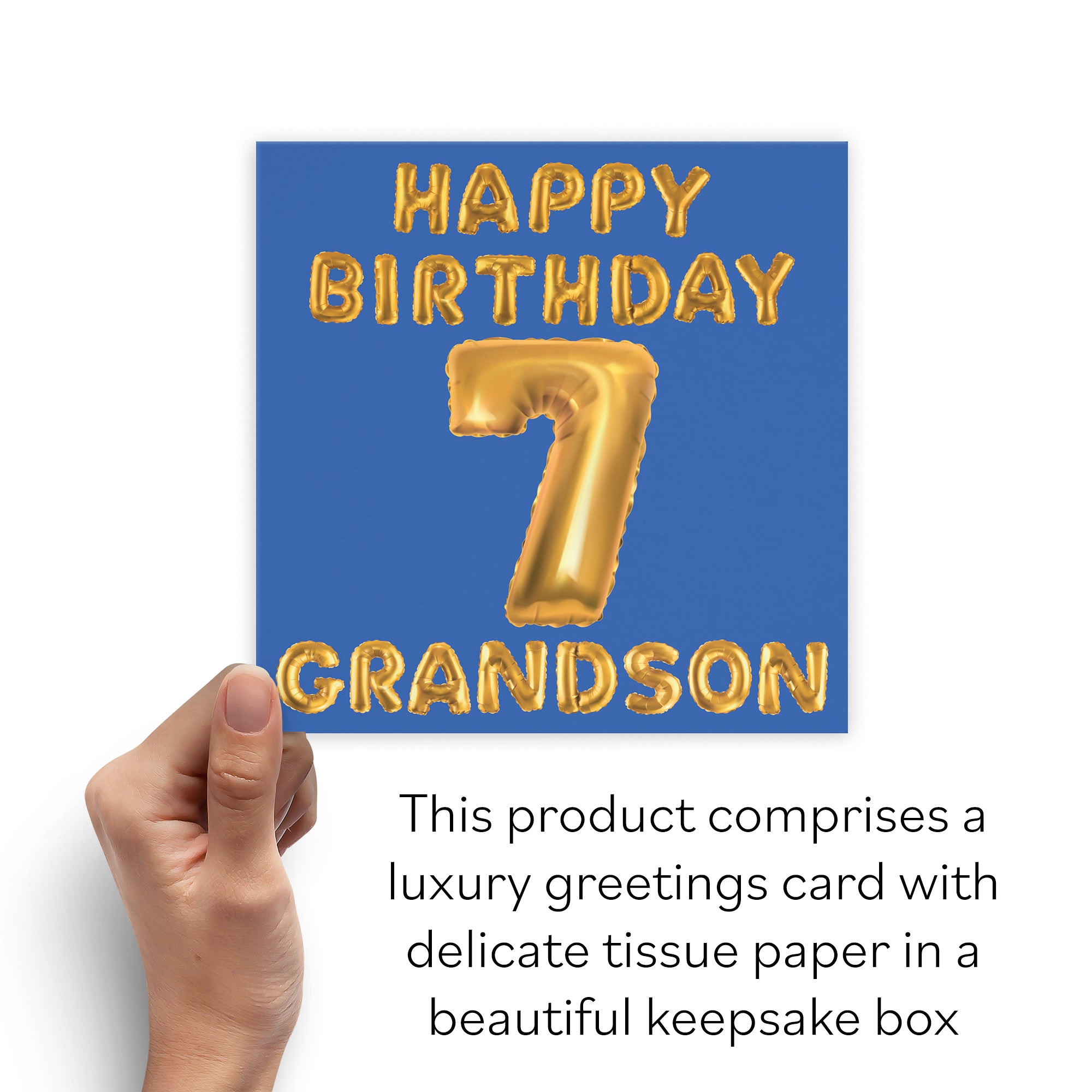 Boxed 7th Grandson Birthday Card Balloon - Default Title (B0D5RLVWWB)