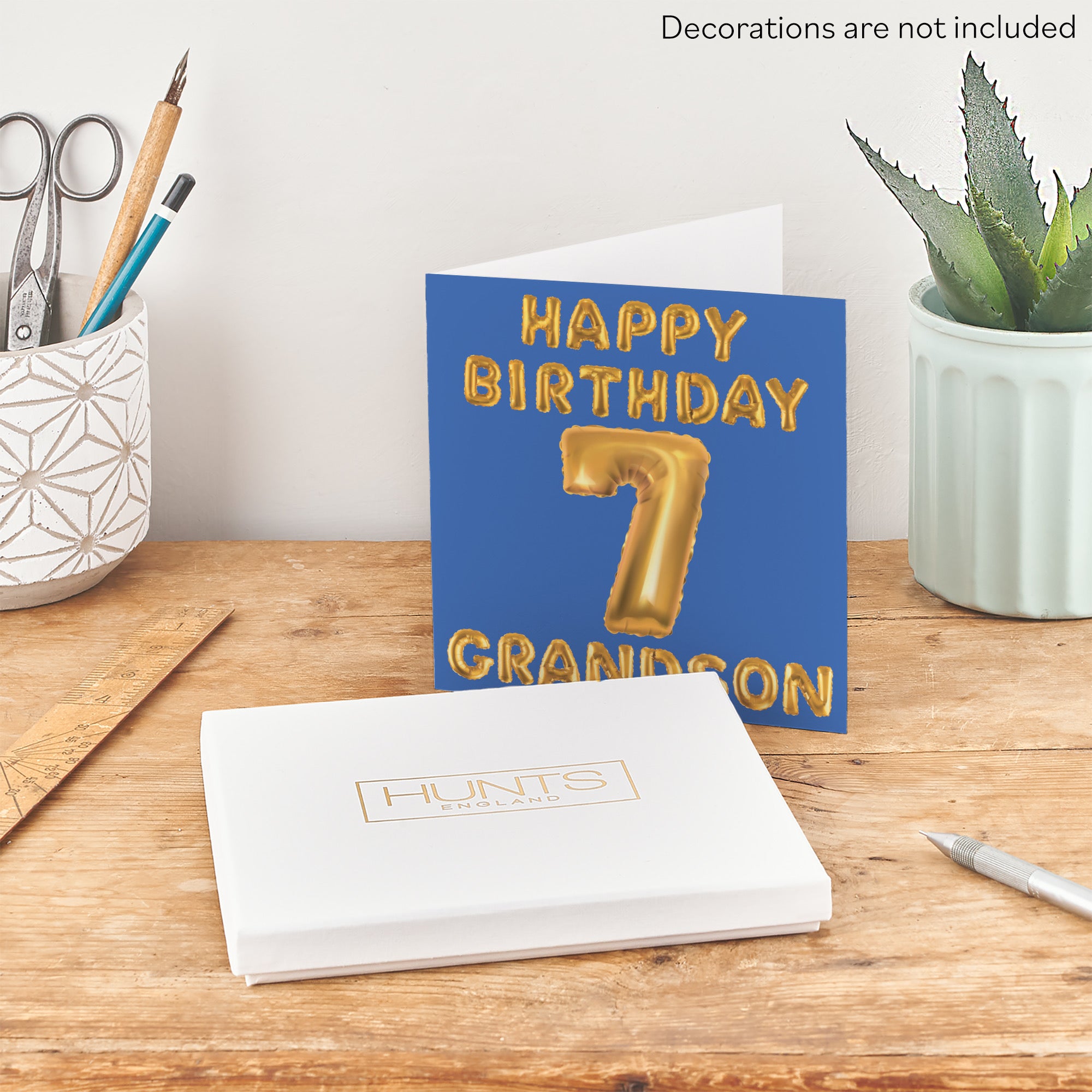 Boxed 7th Grandson Birthday Card Balloon - Default Title (B0D5RLVWWB)