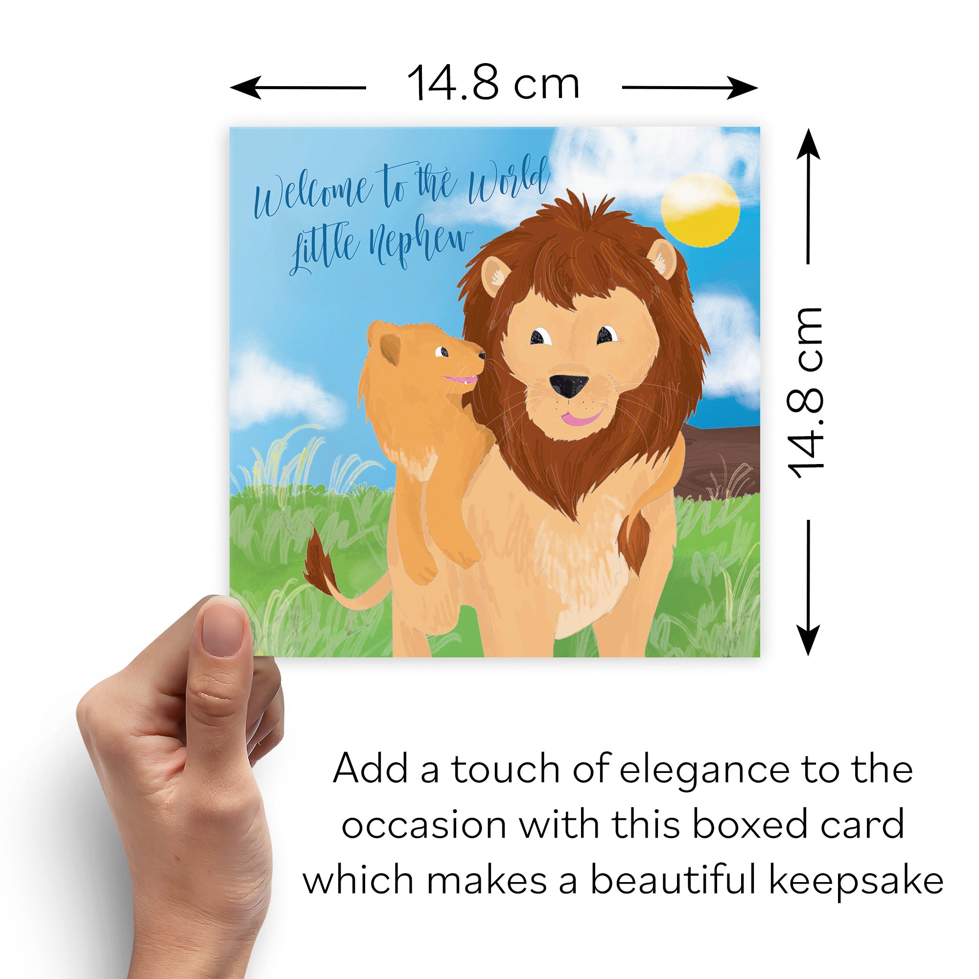 Boxed Welcome To The World Little Nephew Card Cute Lions Jungle - Default Title (B0D5RLXD5H)