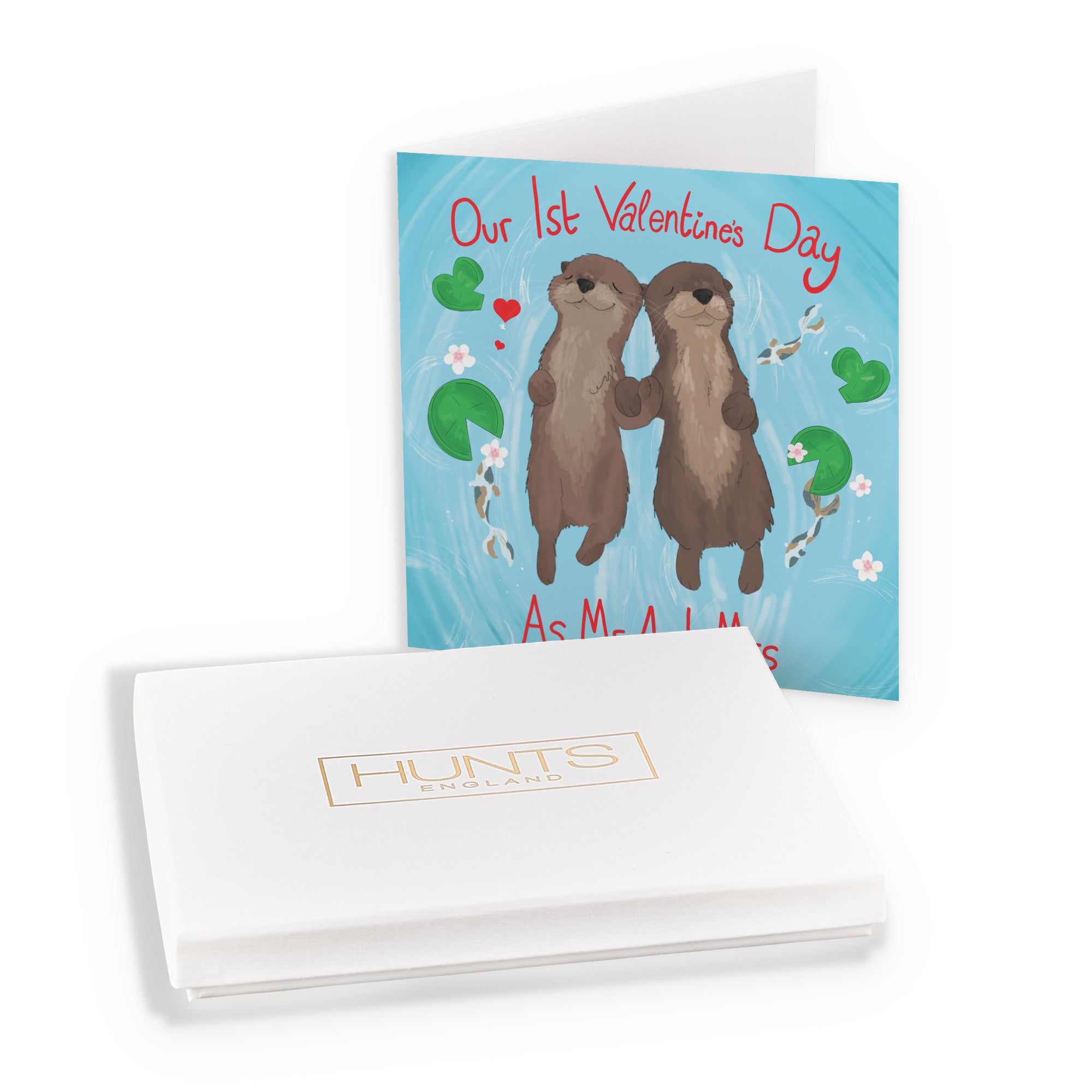 Boxed Otters 1st Married Valentine's Day Card Cute Animals - Default Title (B0D5RLXD66)