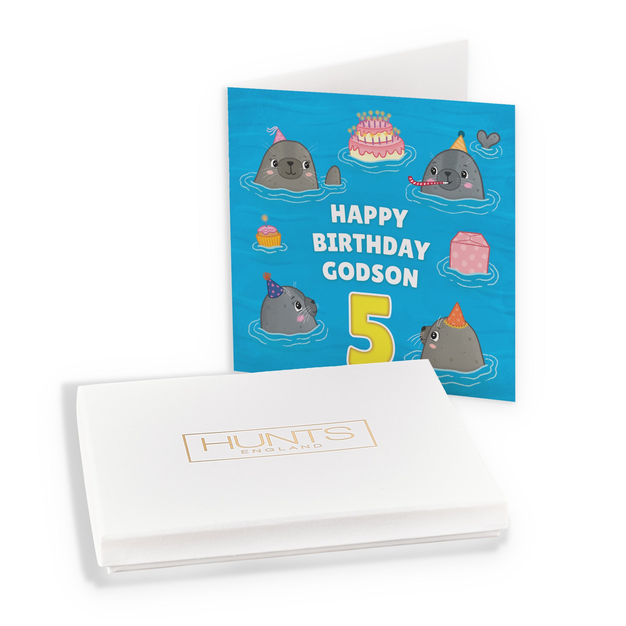 Boxed 5th Godson Cute Seals Birthday Card Ocean - Default Title (B0D5RLXGX6)