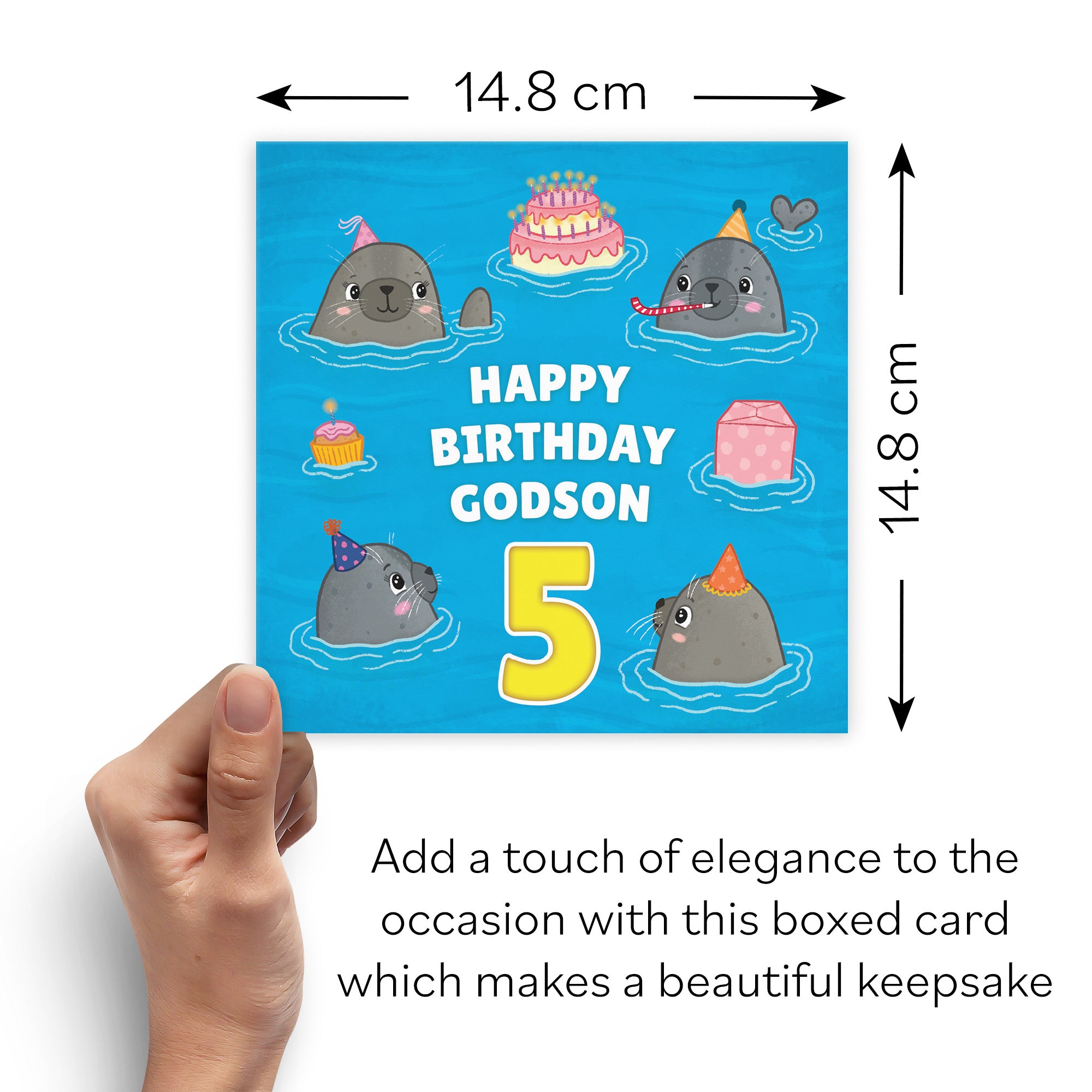 Boxed 5th Godson Cute Seals Birthday Card Ocean - Default Title (B0D5RLXGX6)