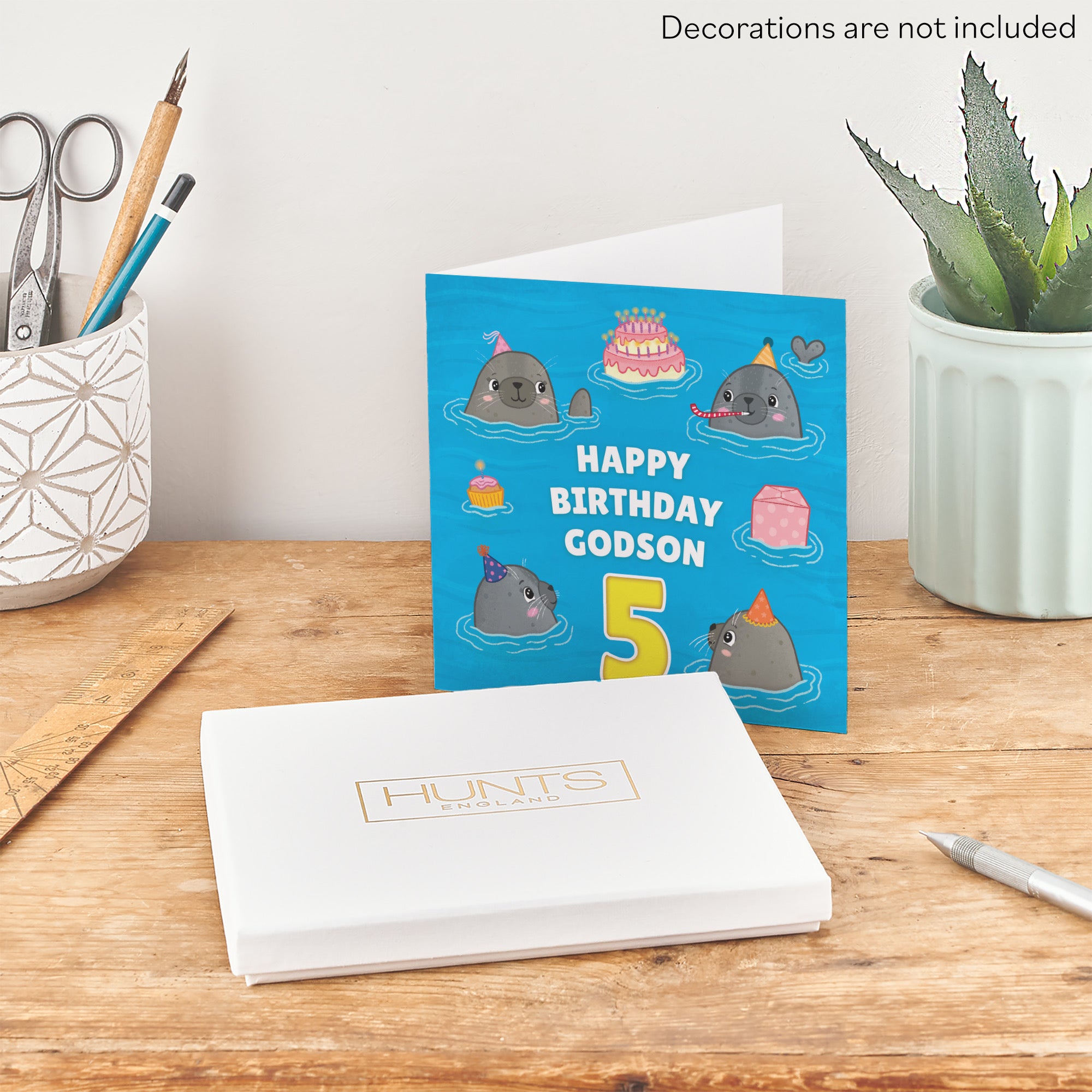 Boxed 5th Godson Cute Seals Birthday Card Ocean - Default Title (B0D5RLXGX6)