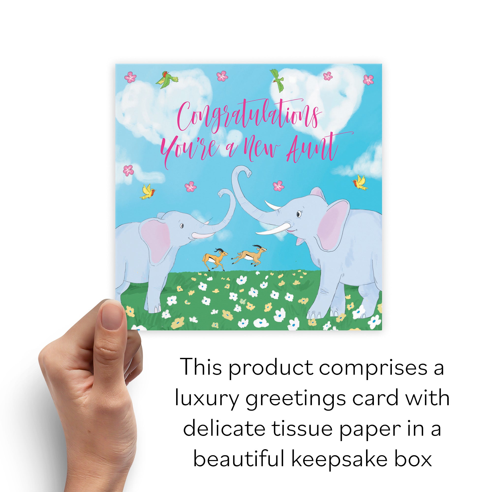 Boxed New Aunt Congratulations New Baby Card Two Elephants Cute Animals - Default Title (B0D5RM3MP2)