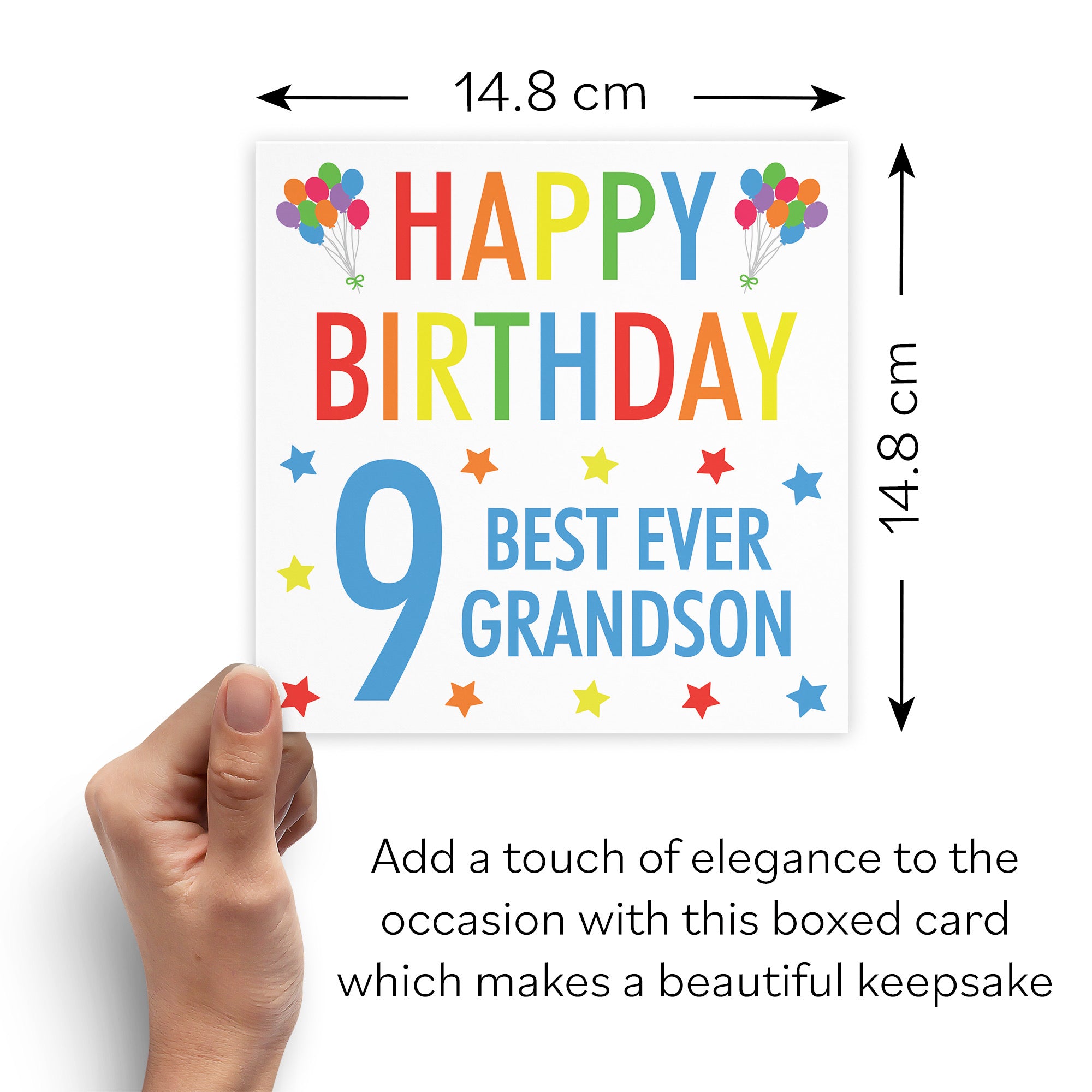 Boxed 9th Grandson Birthday Card Colourful - Default Title (B0D5RM99FB)