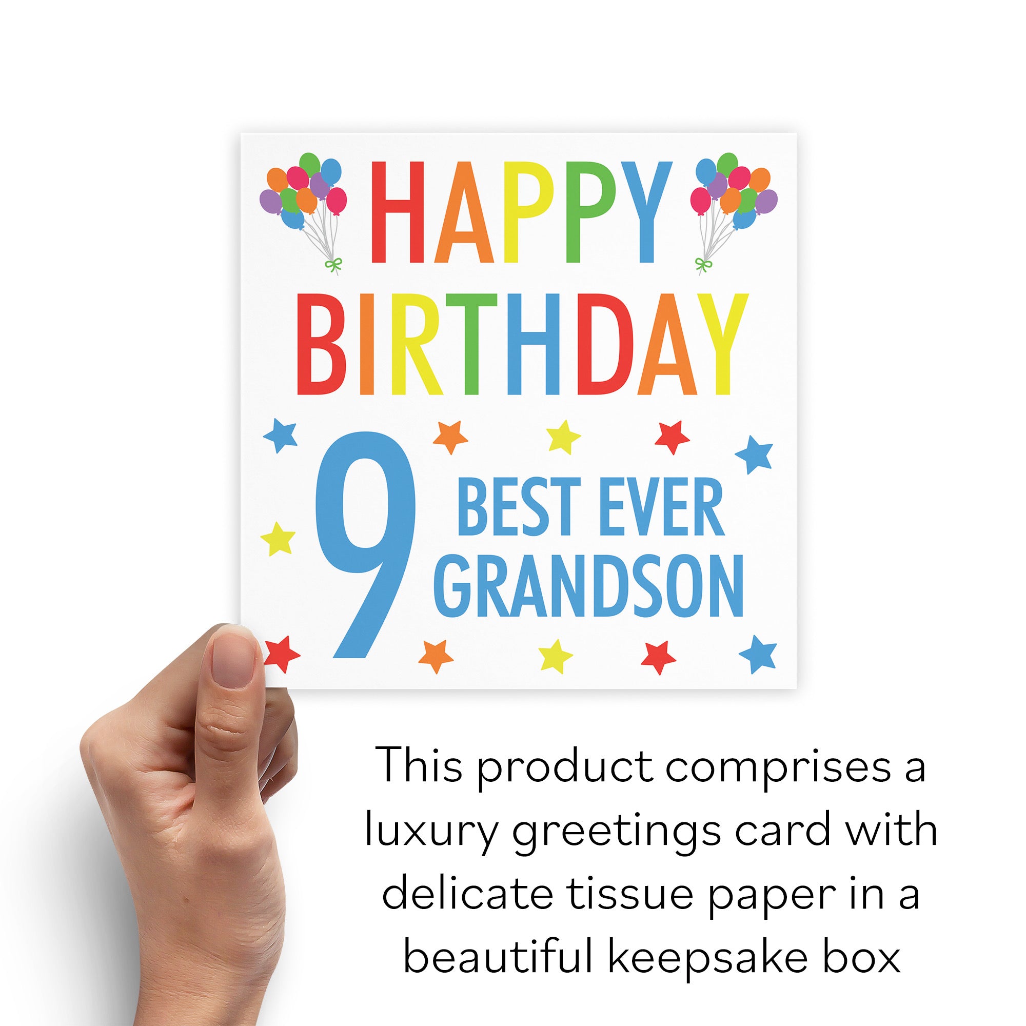 Boxed 9th Grandson Birthday Card Colourful - Default Title (B0D5RM99FB)