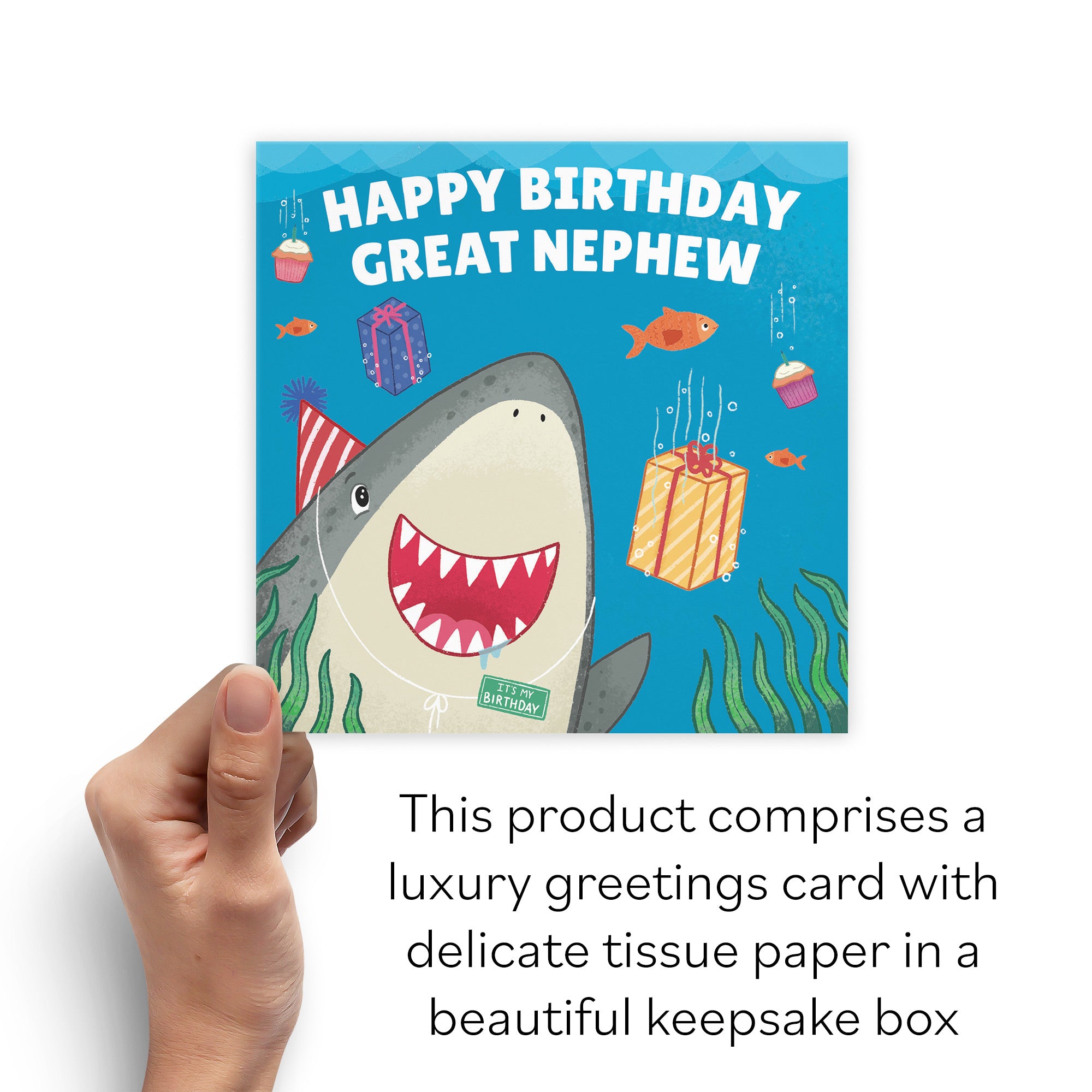 Boxed Great Nephew Cute Shark Birthday Card Ocean - Default Title (B0D5RMCFMW)