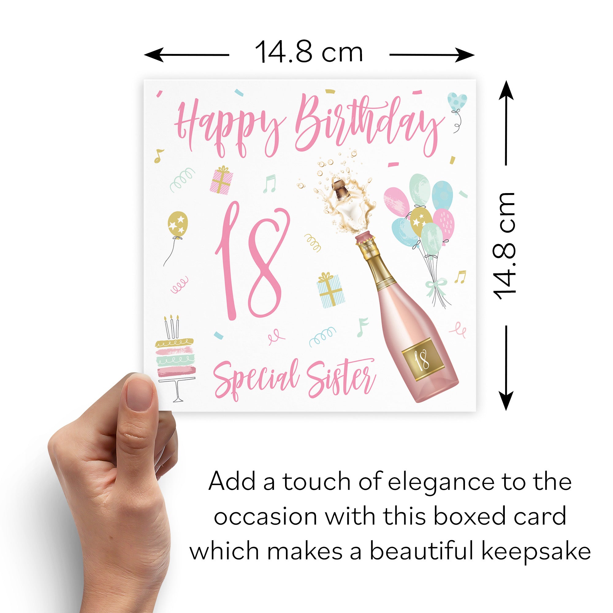 Boxed 18th Sister Birthday Card Champagne - Default Title (B0D5RMFR9V)