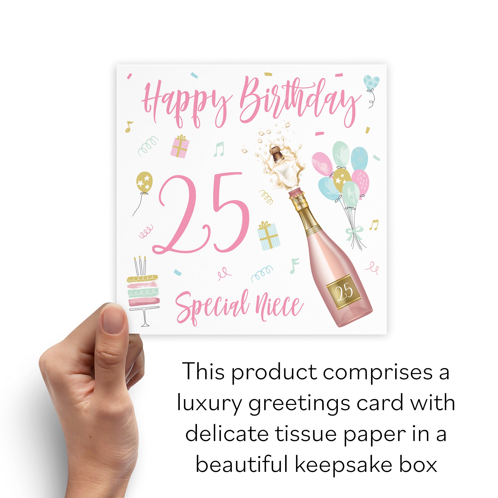 Boxed 25th Niece Birthday Card Champagne - Default Title (B0D5RMFXB7)