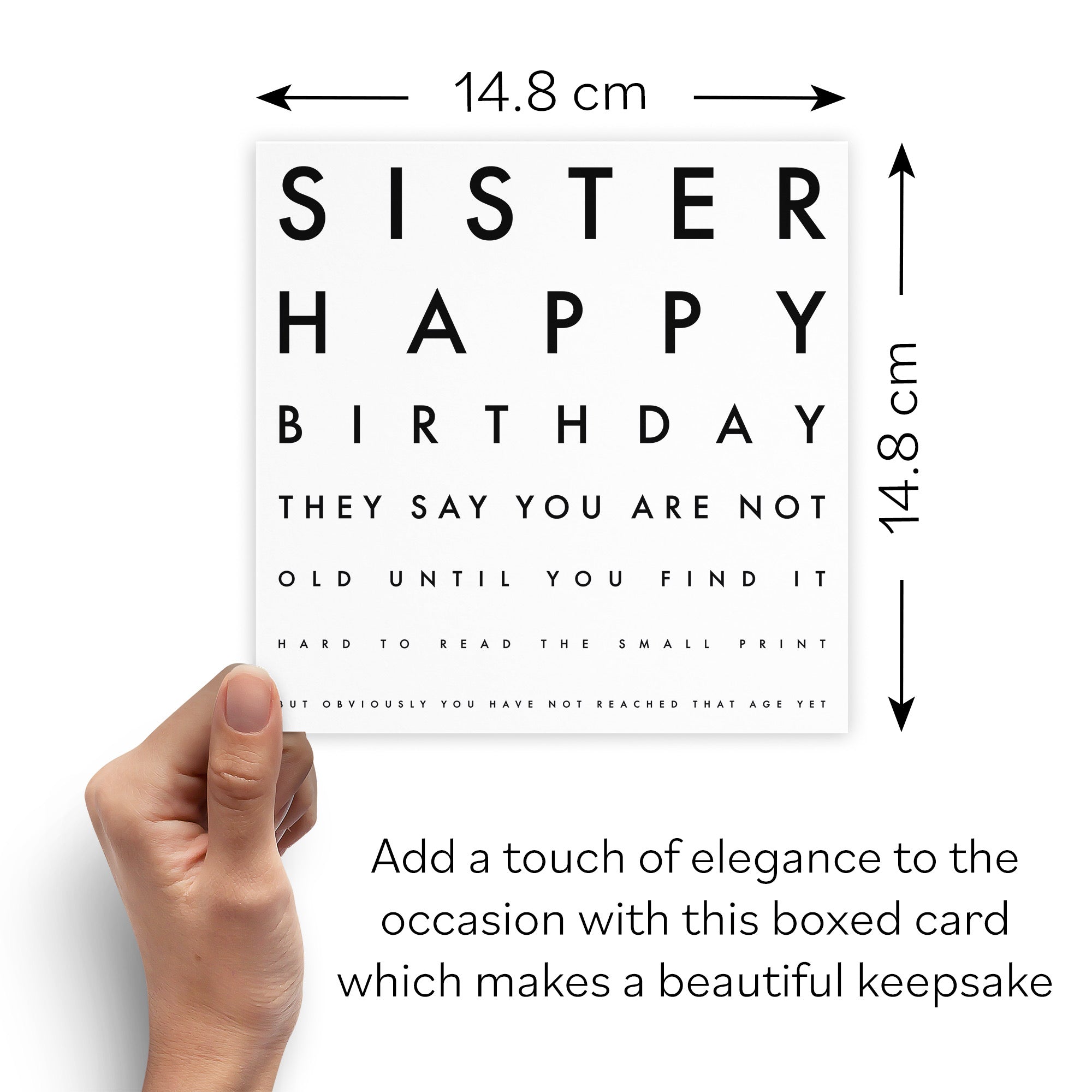 Boxed Sister Humorous Eye Sight Joke Birthday Card Letters - Default Title (B0D5RMHGPM)