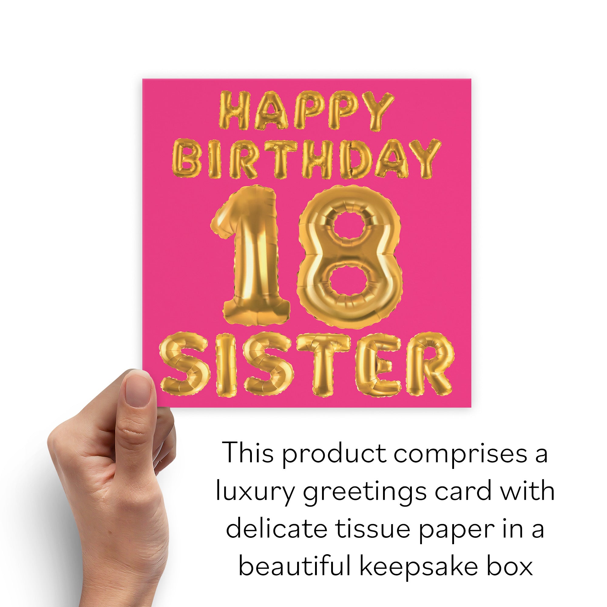 Boxed 18th Sister Birthday Card Balloon - Default Title (B0D5RMPP82)