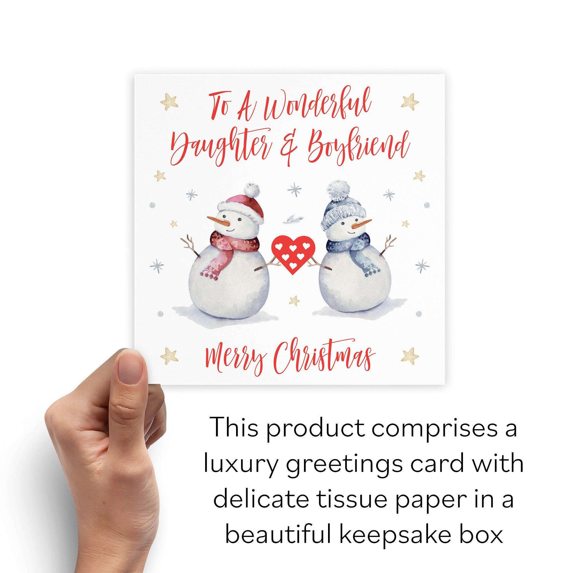 Boxed Daughter And Boyfriend Snowman Christmas Card - Default Title (B0D5RMR339)