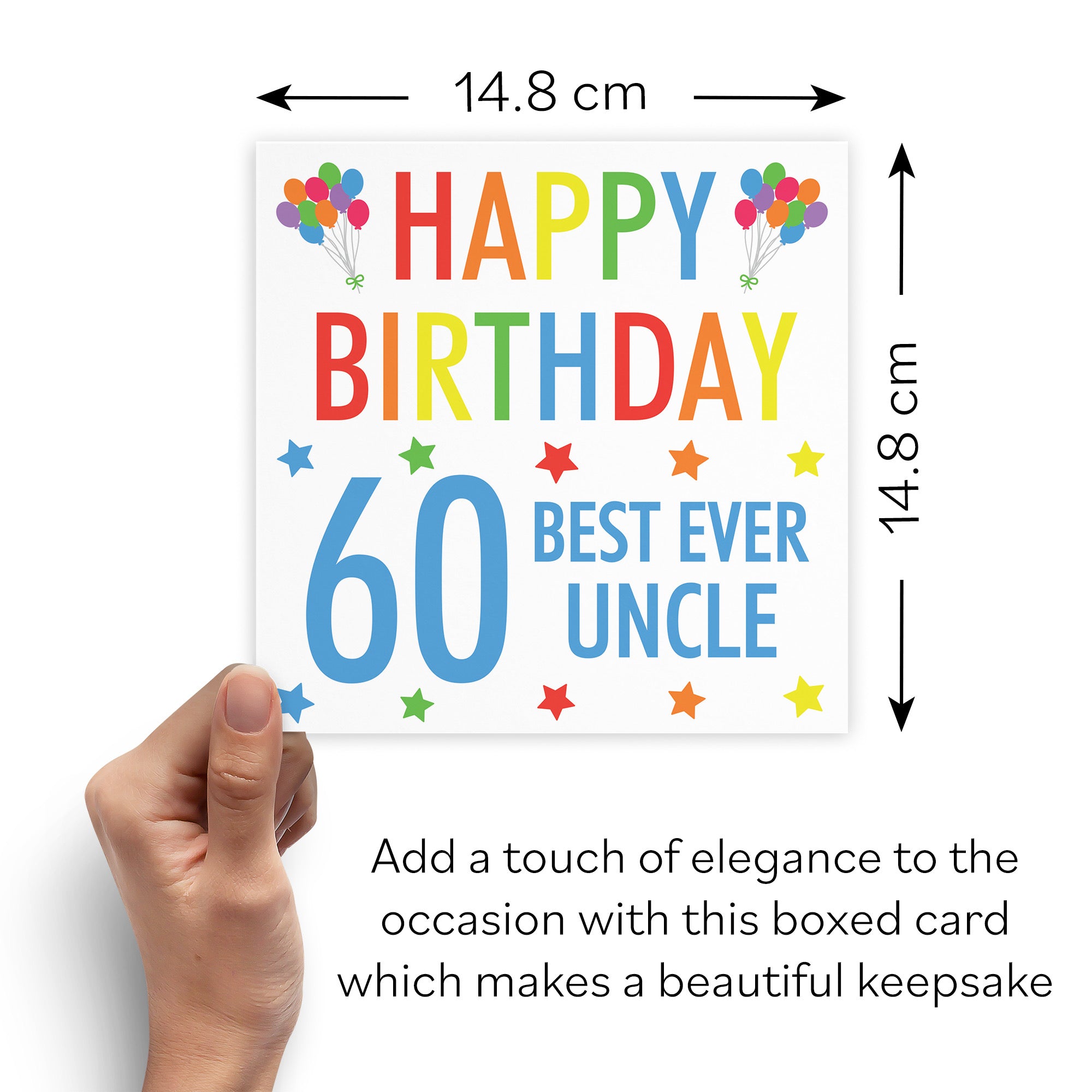 Boxed 60th Uncle Birthday Card Colourful - Default Title (B0D5RMRMC3)