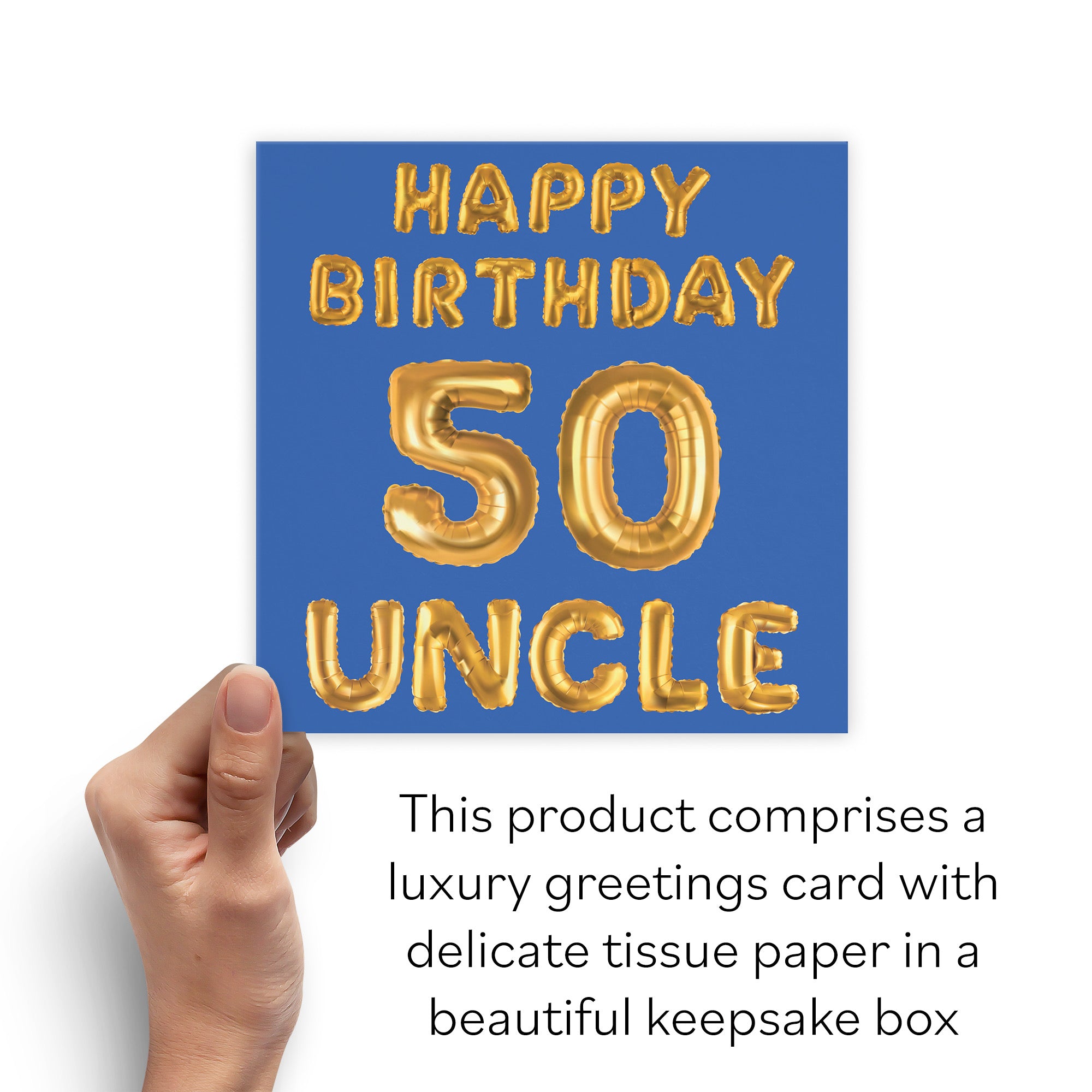 Boxed 50th Uncle Birthday Card Balloon - Default Title (B0D5RMRWHF)