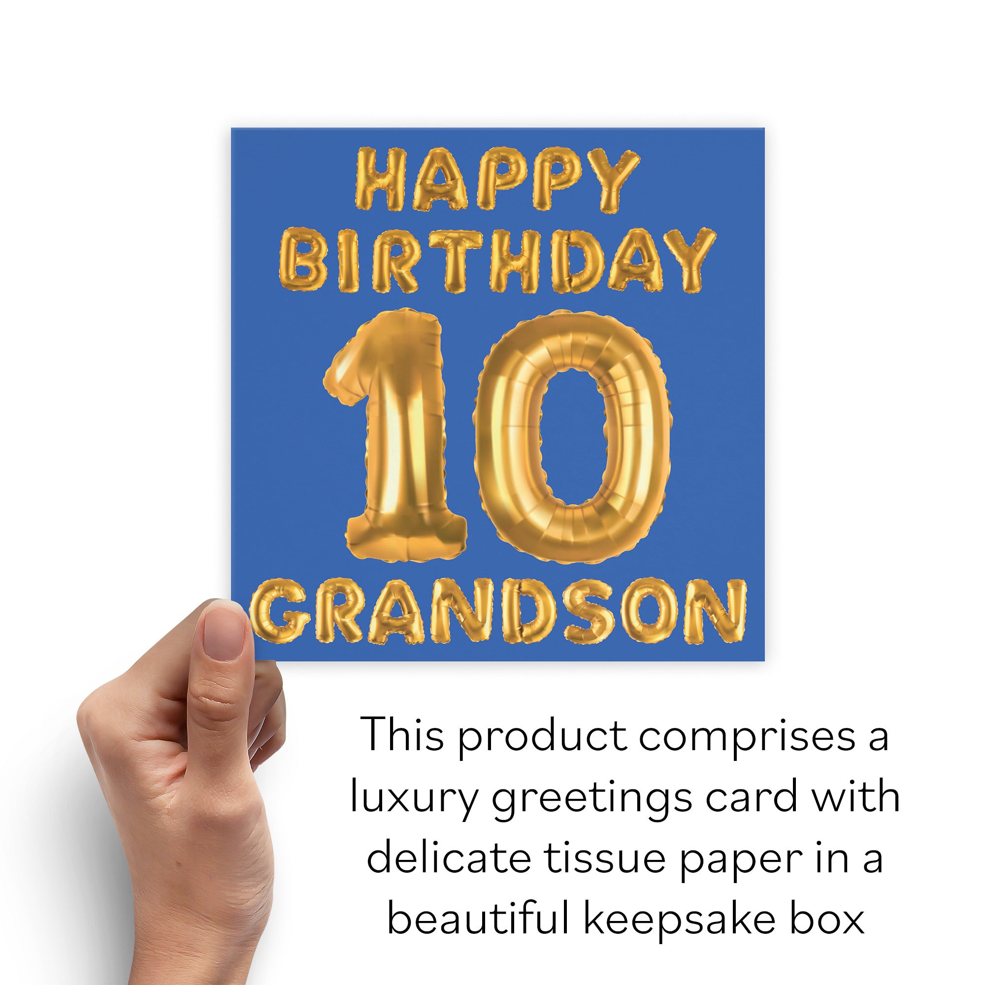 Boxed 10th Grandson Birthday Card Balloon - Default Title (B0D5RMSSJ9)