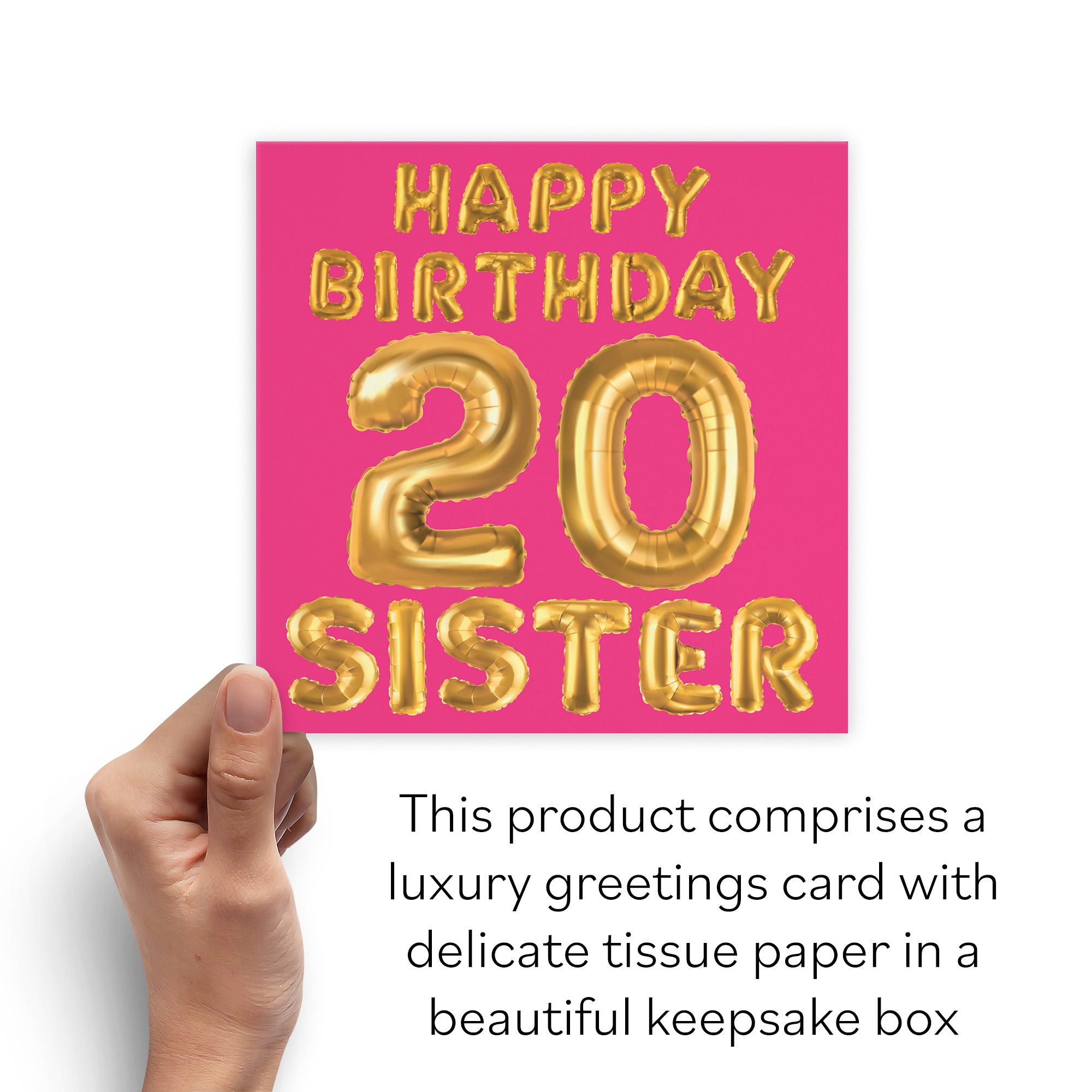 Boxed 20th Sister Birthday Card Balloon - Default Title (B0D5RMZZD8)