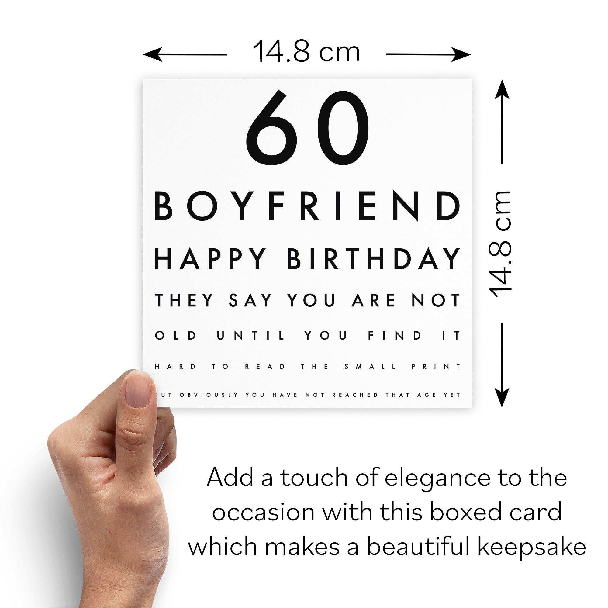 Boxed 60th Boyfriend Funny Eye Sight Birthday Card Letters - Default Title (B0D5RN2F4R)