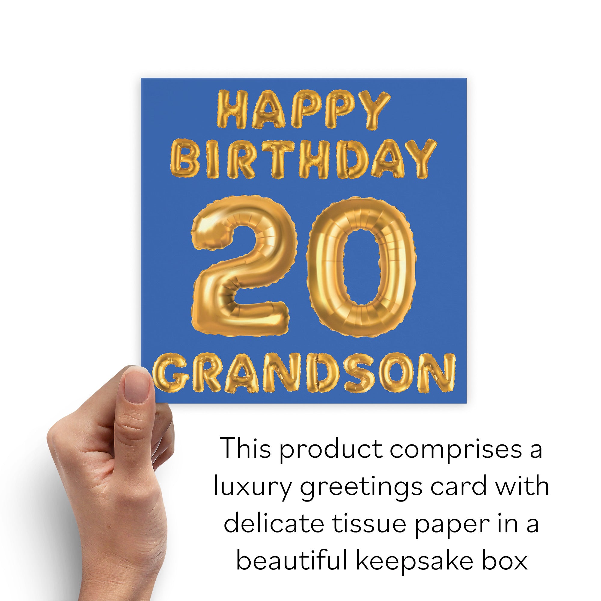 Boxed 20th Grandson Birthday Card Balloon - Default Title (B0D5RN2X6B)