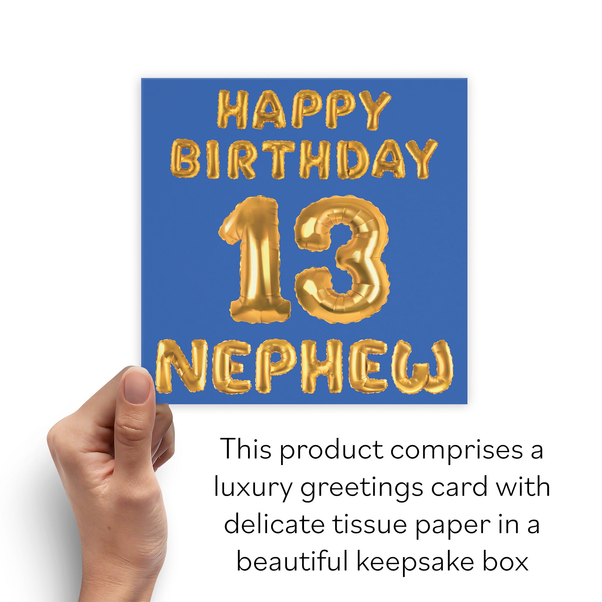 Boxed 13th Nephew Birthday Card Balloon - Default Title (B0D5RN3K57)