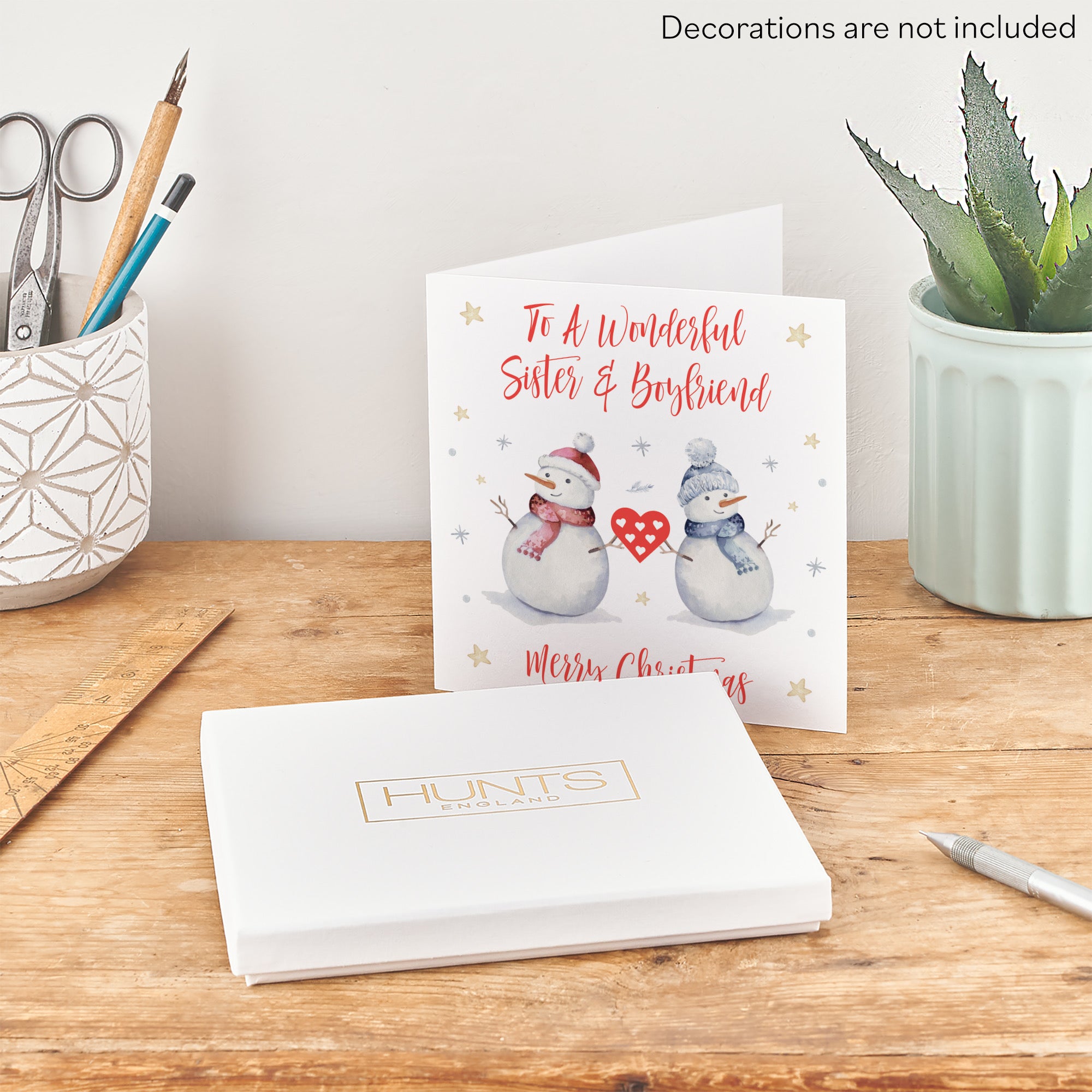 Boxed Sister And Boyfriend Snowman Christmas Card - Default Title (B0D5RN49T6)