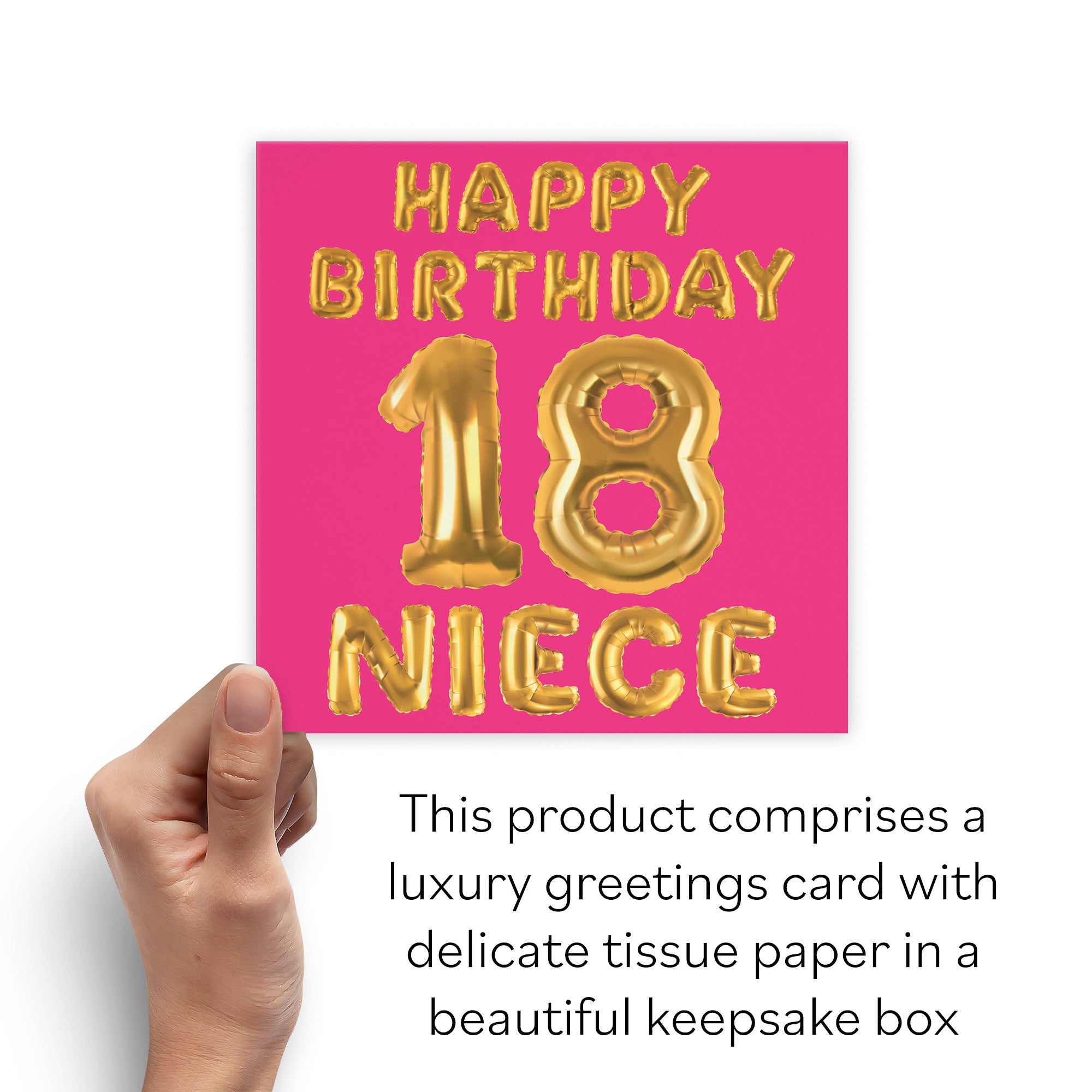 Boxed 18th Niece Birthday Card Balloon - Default Title (B0D5RN49YN)