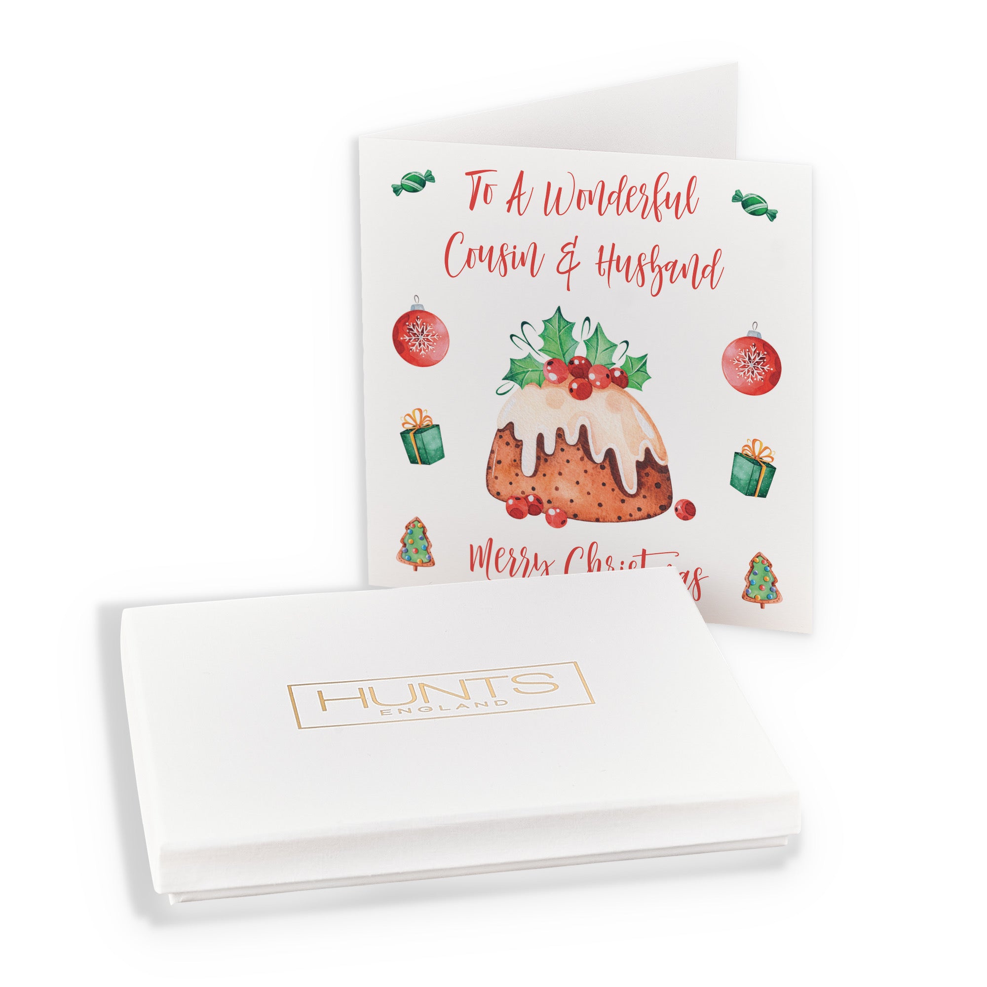 Boxed Cousin And Husband Christmas Pudding Card - Default Title (B0D5RN86C9)