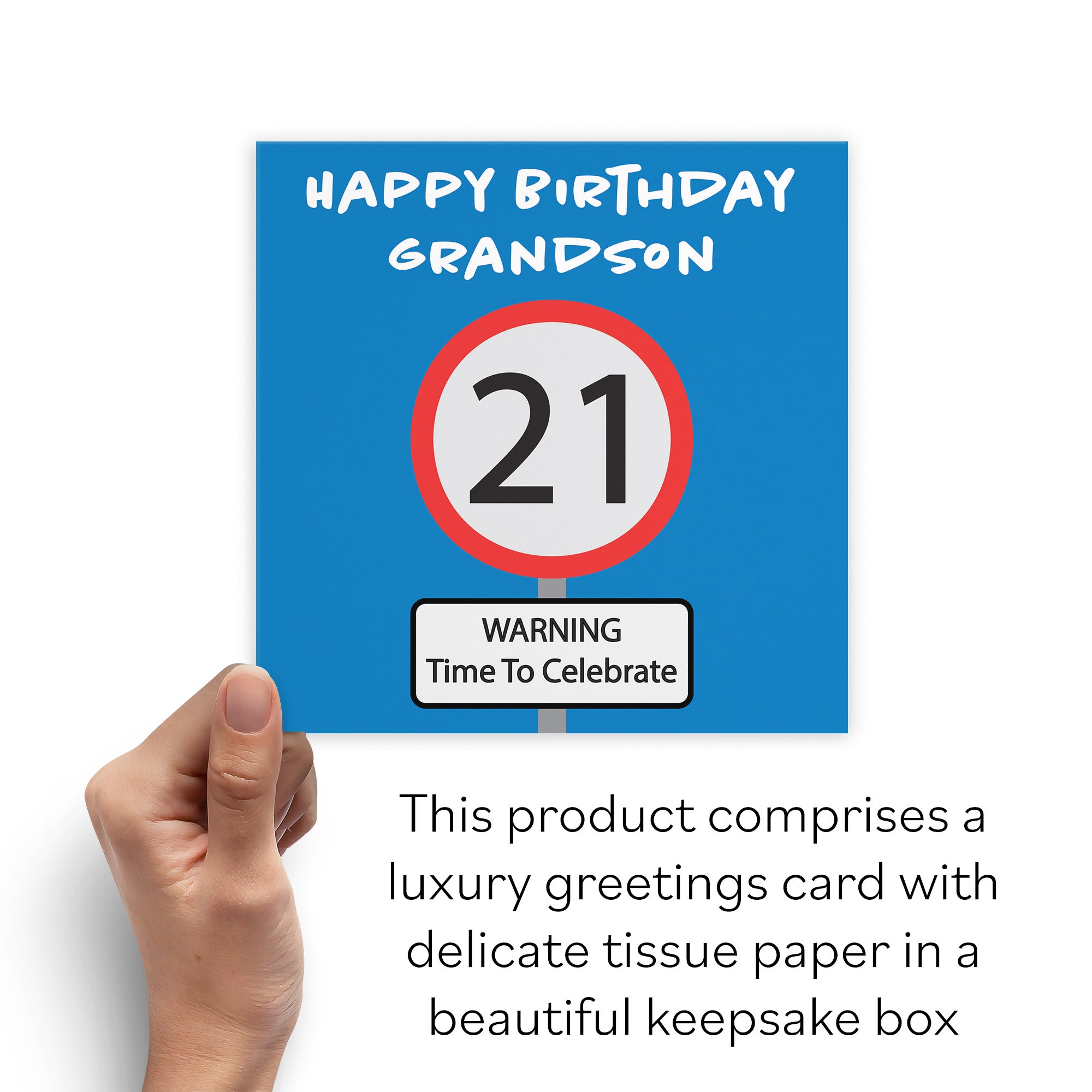 Boxed 21st Grandson Birthday Card Road Sign - Default Title (B0D5RN8FF4)