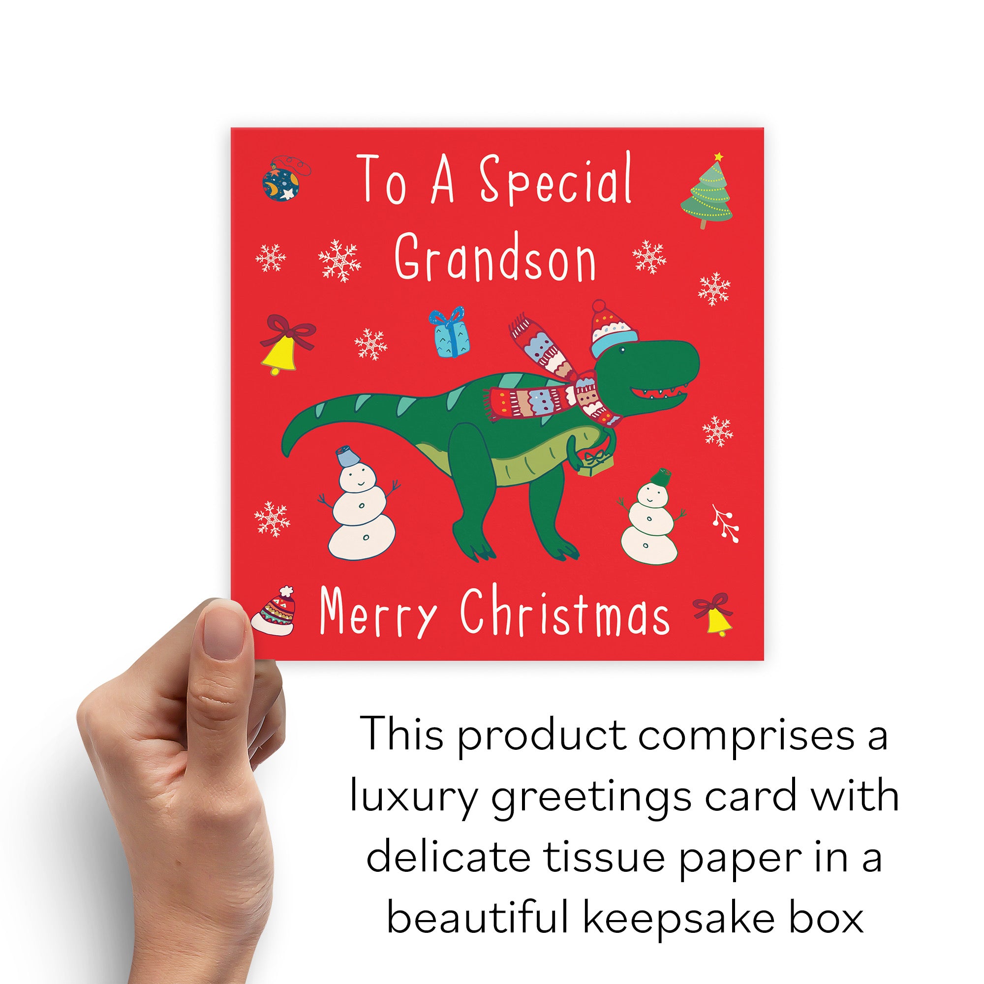 Boxed Grandson Dinosaur Christmas Card - Default Title (B0D5RN9P41)