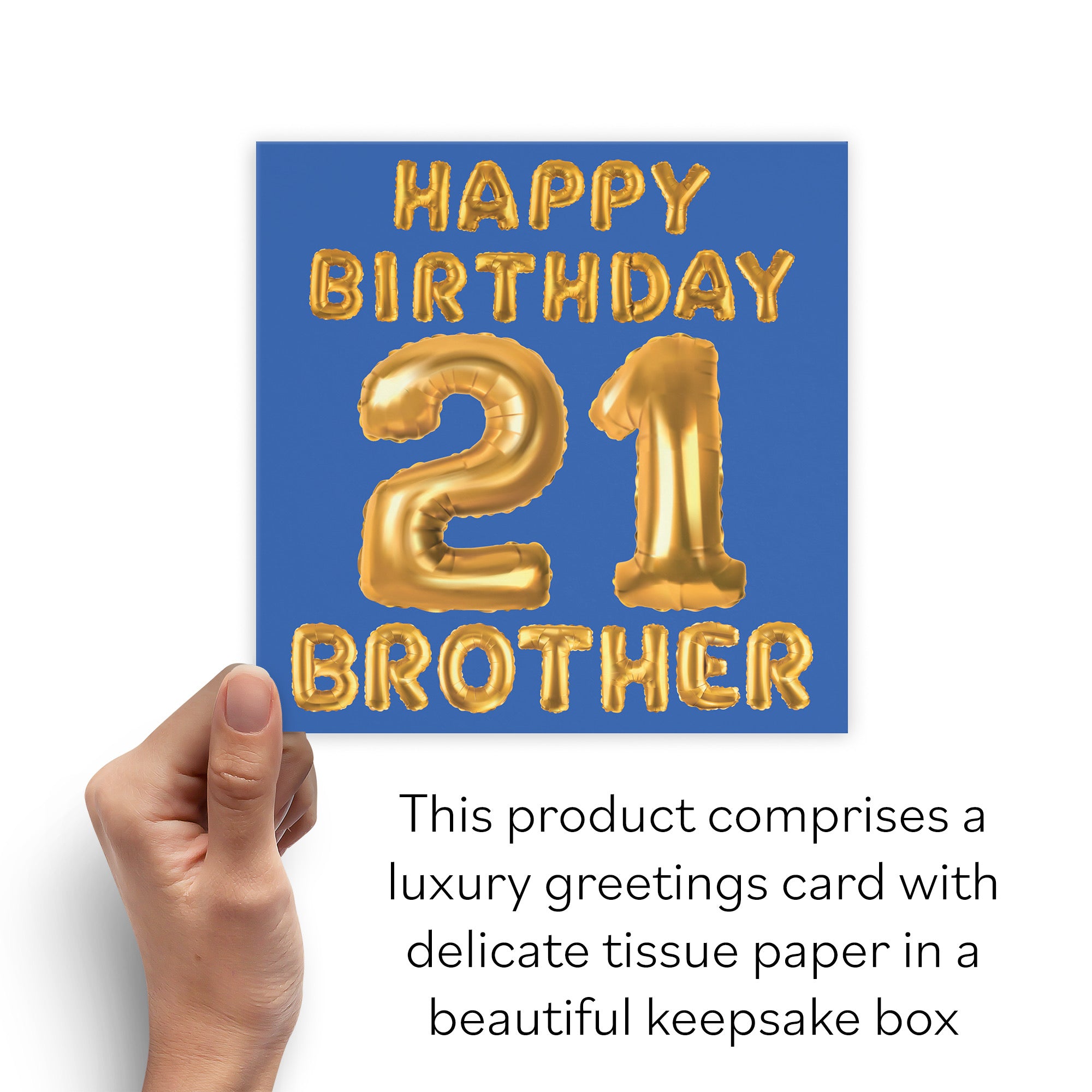 Boxed 21st Brother Birthday Card Balloon - Default Title (B0D5RNDH95)