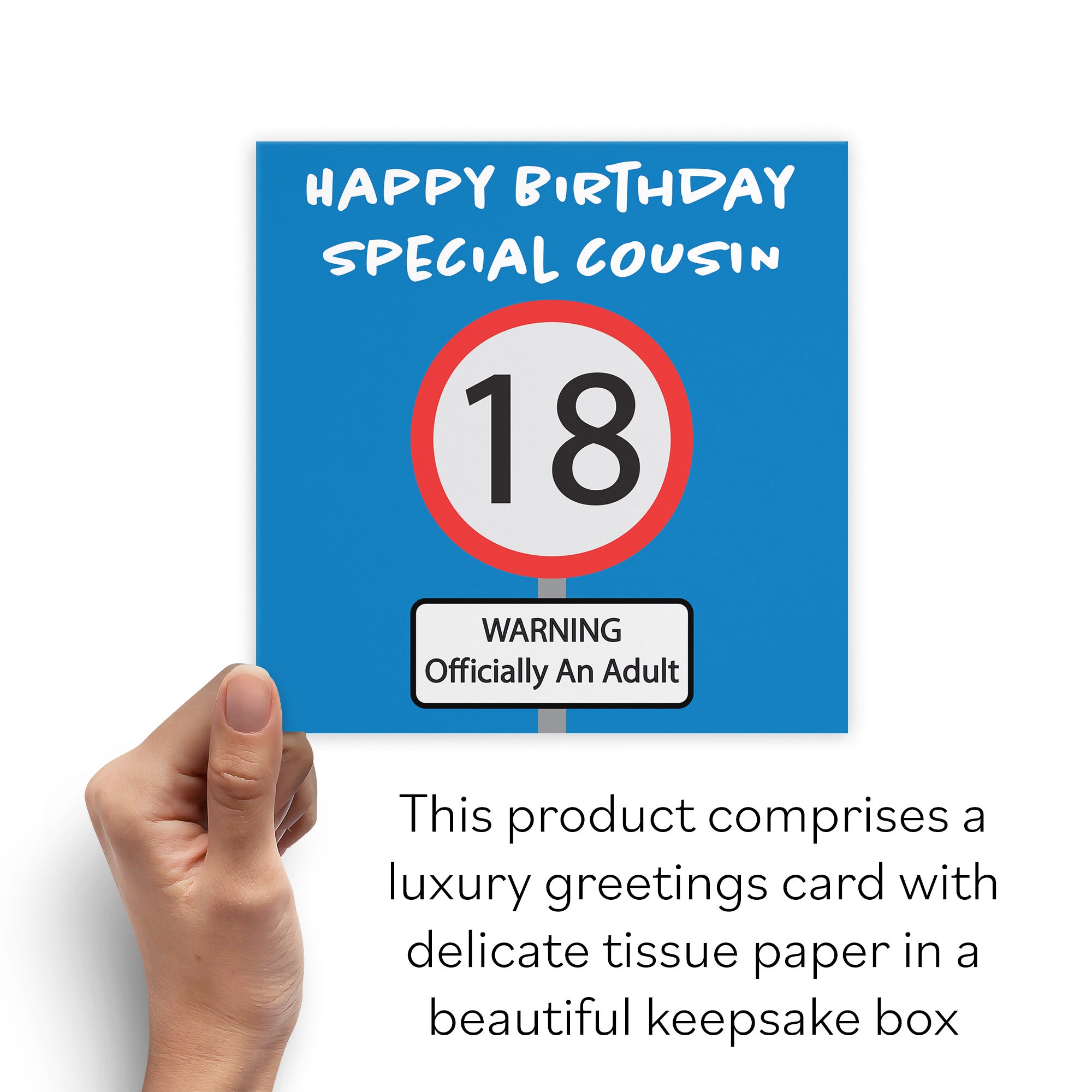 Boxed 18th Cousin Birthday Card Road Sign - Default Title (B0D5RNDH9N)