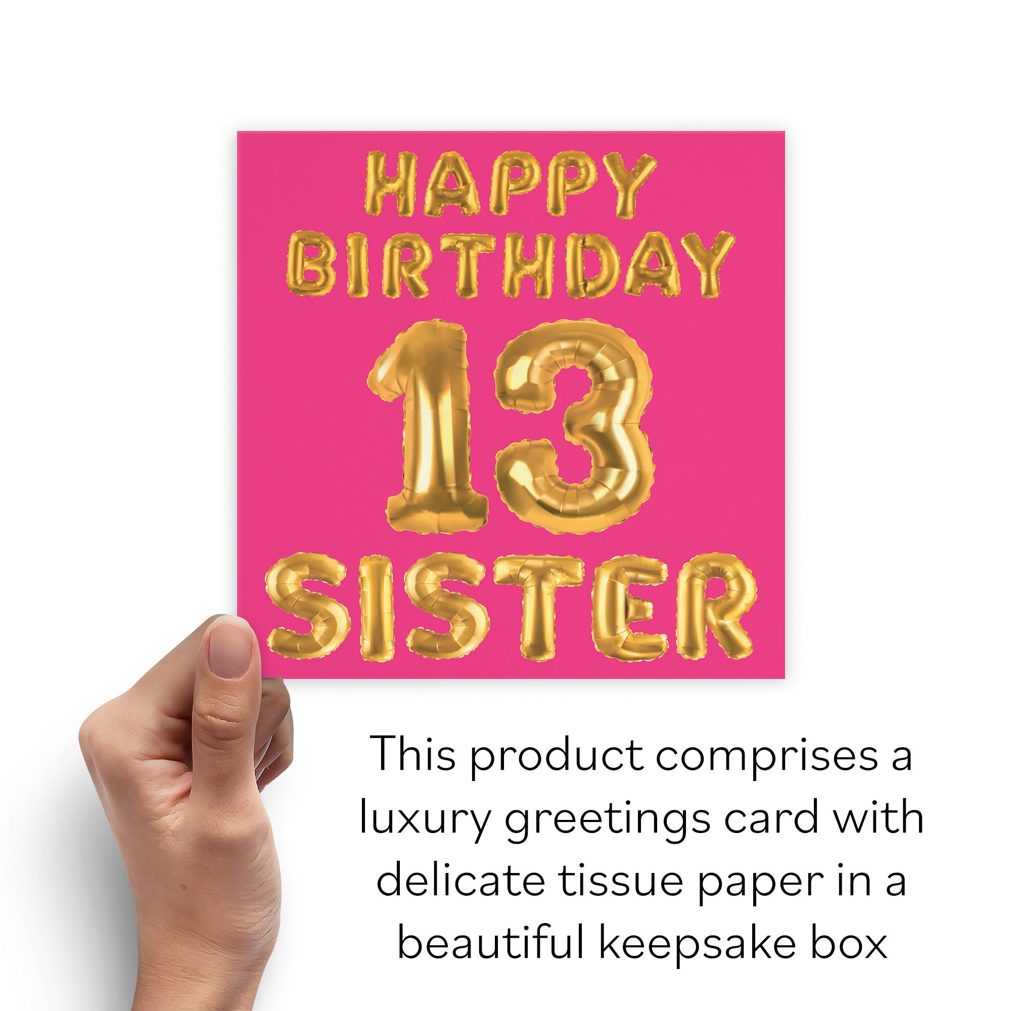 Boxed 13th Sister Birthday Card Balloon - Default Title (B0D5RNJFGV)