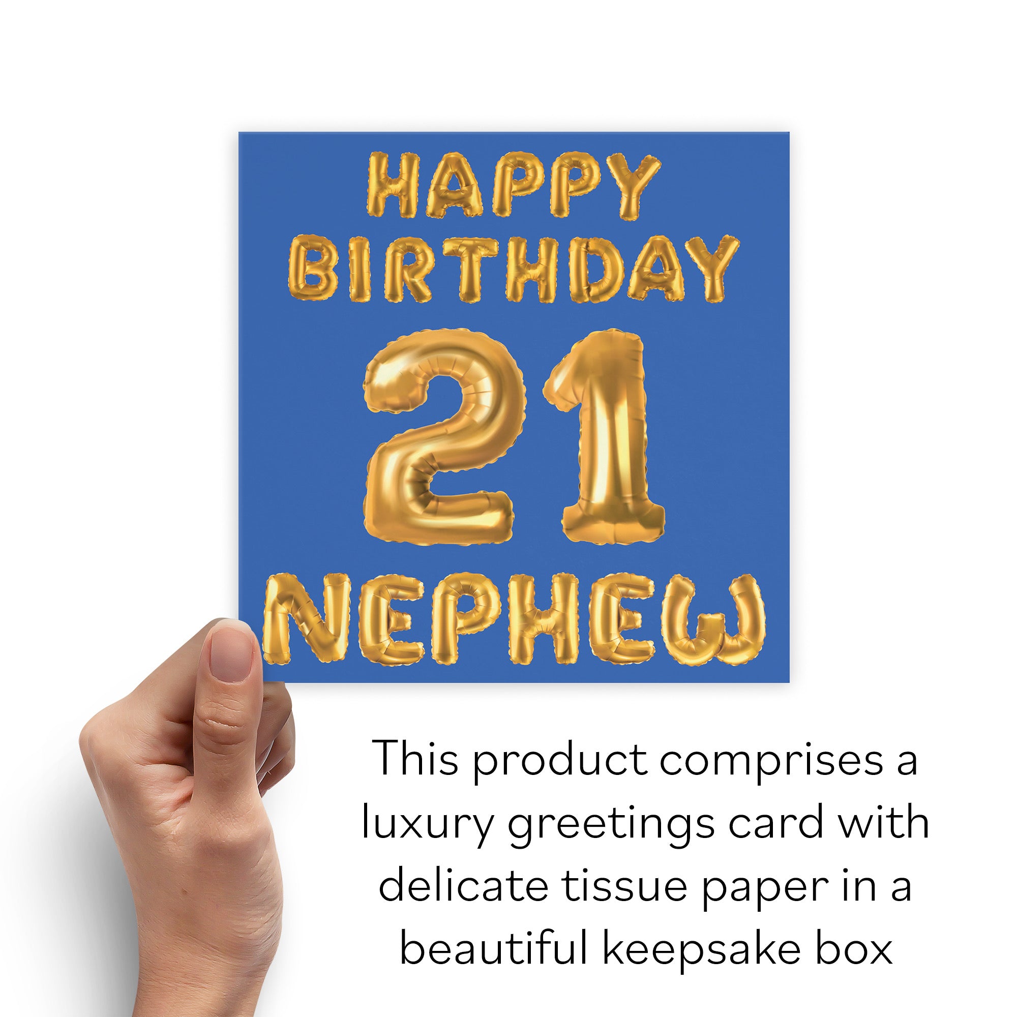 Boxed 21st Nephew Birthday Card Balloon - Default Title (B0D5RNLTKB)