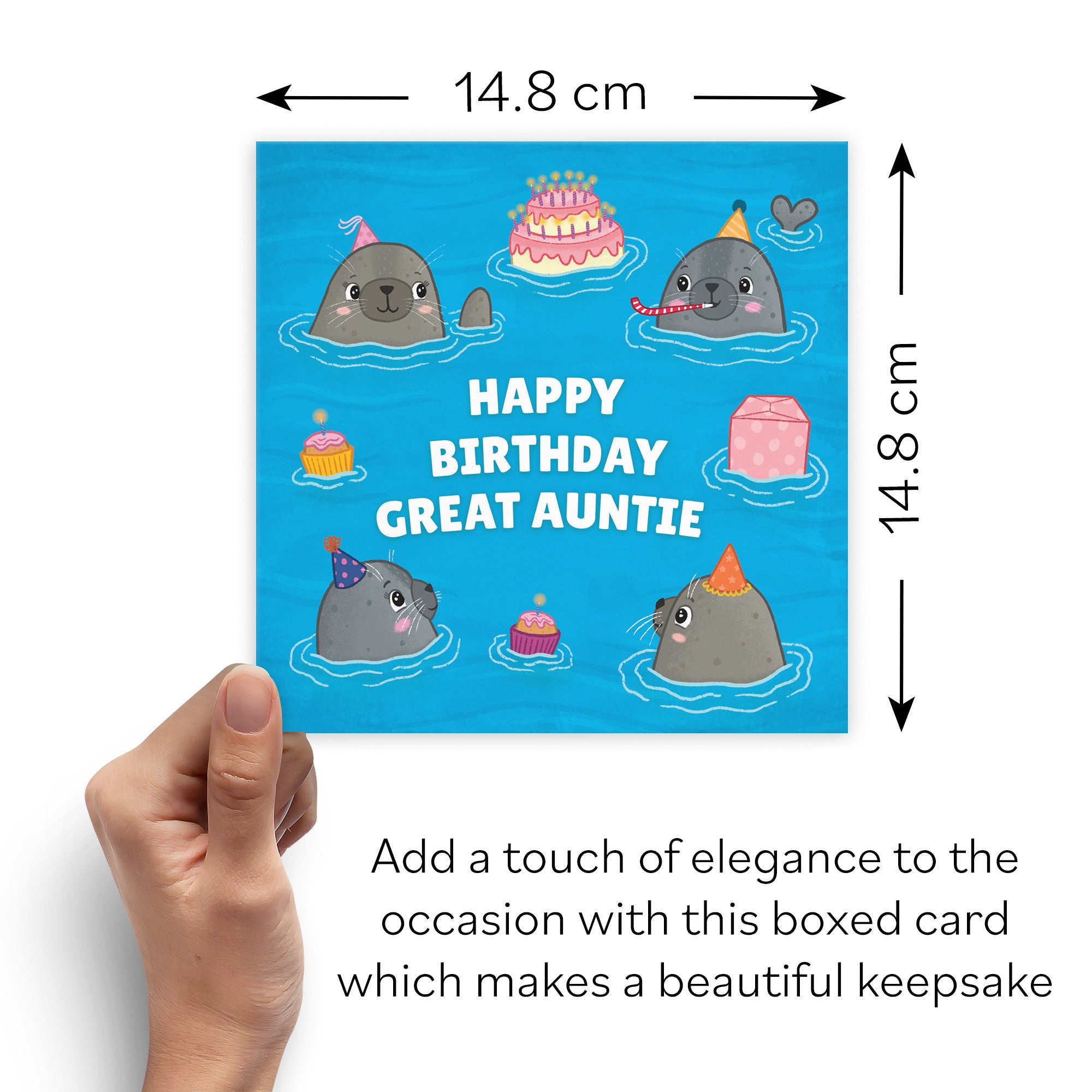 Boxed Great Auntie Cute Seals Birthday Card Ocean - Default Title (B0D5RNMNXG)