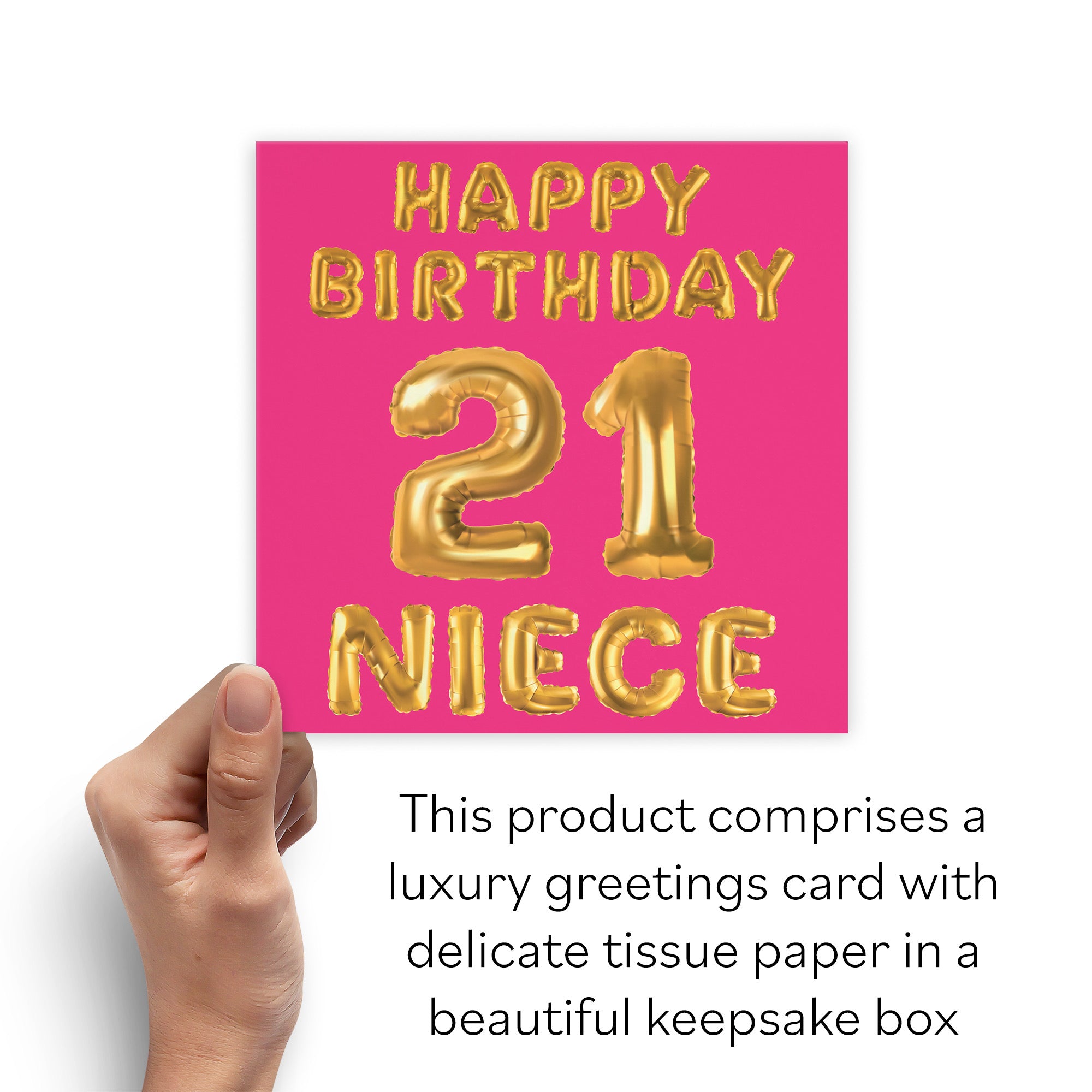 Boxed 21st Niece Birthday Card Balloon - Default Title (B0D5RNQVGM)