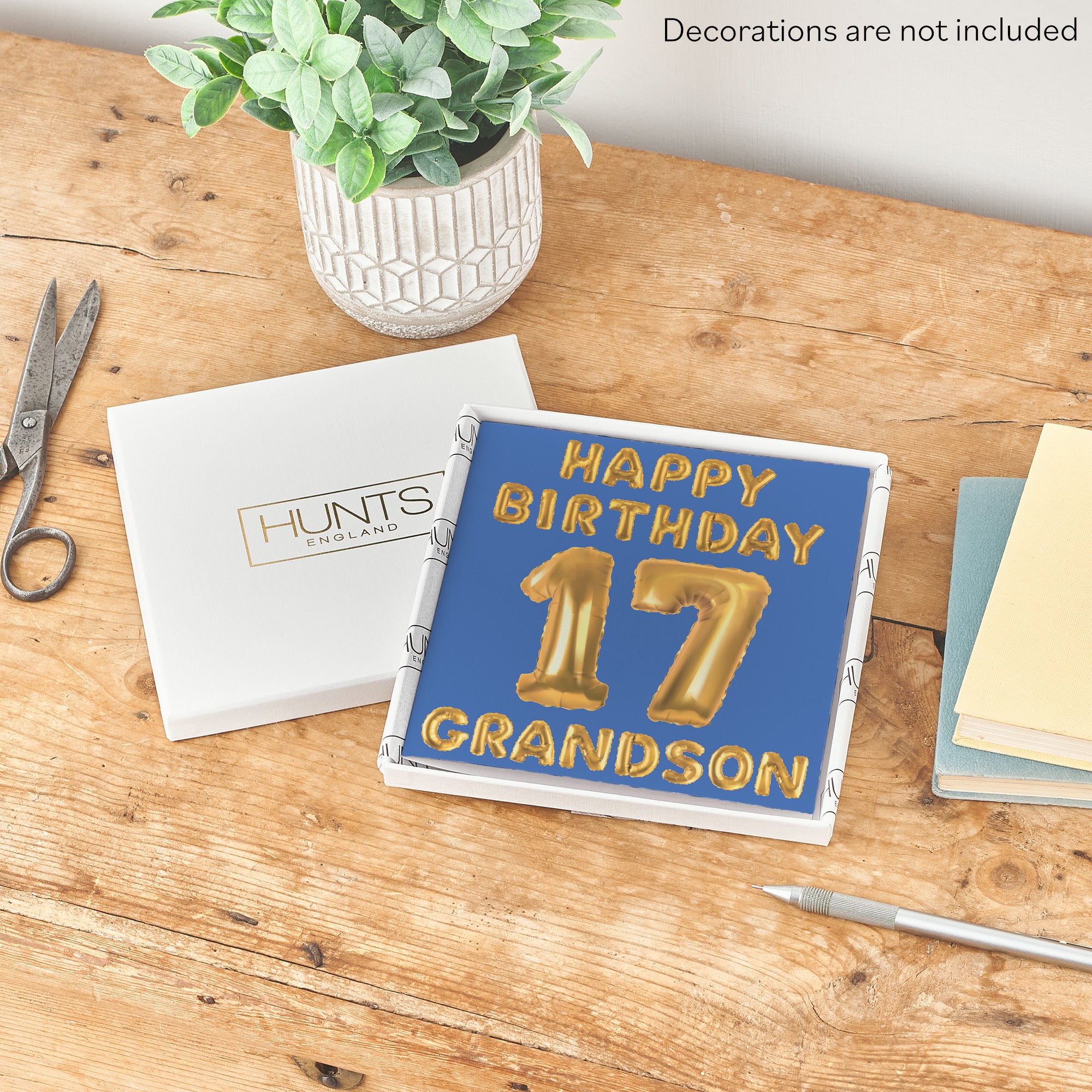 Boxed 17th Grandson Birthday Card Balloon - Default Title (B0D5RNYWRT)