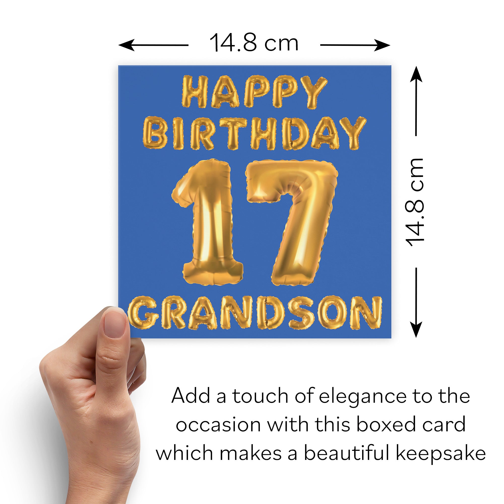 Boxed 17th Grandson Birthday Card Balloon - Default Title (B0D5RNYWRT)