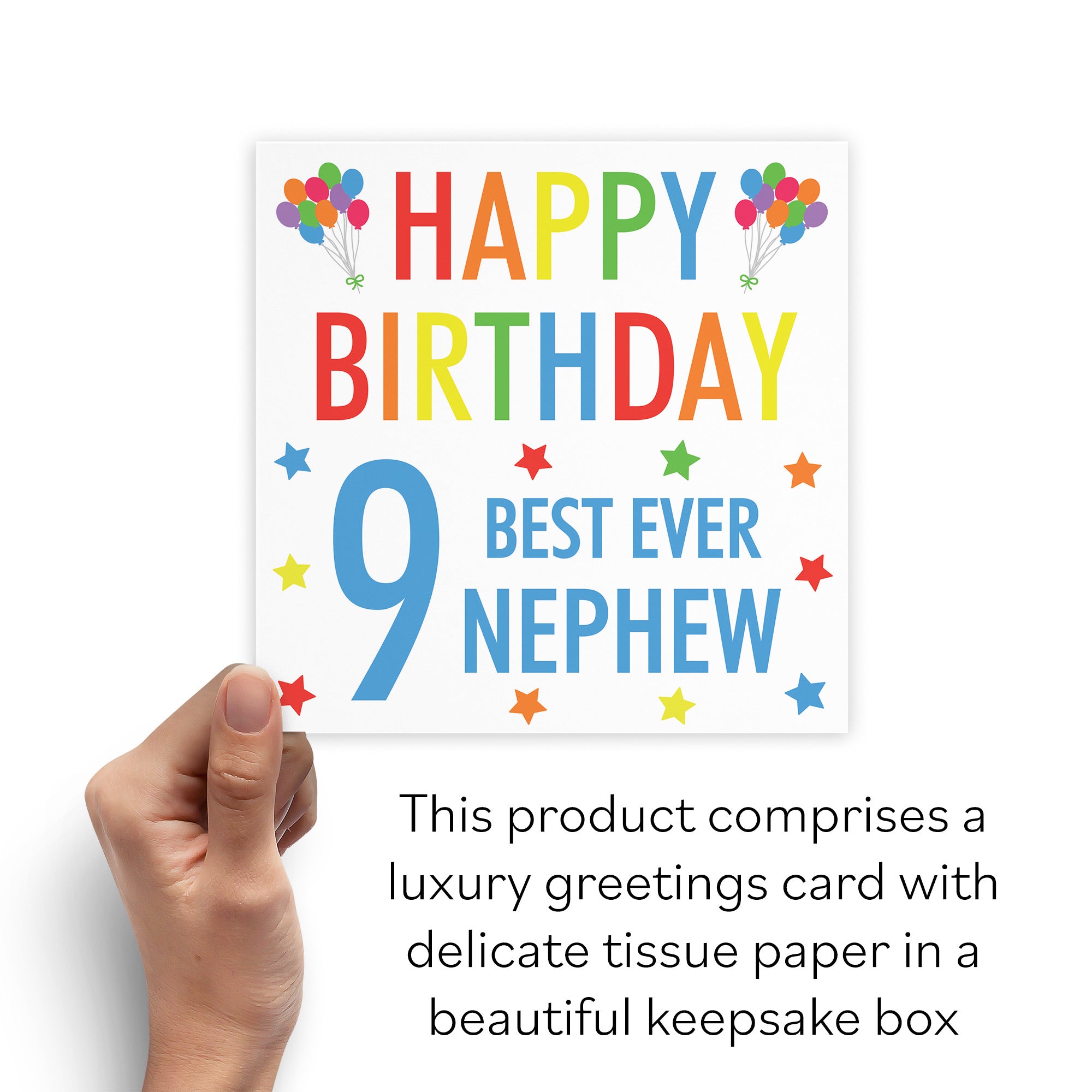 Boxed 9th Nephew Birthday Card Colourful - Default Title (B0D5RP1S4Z)