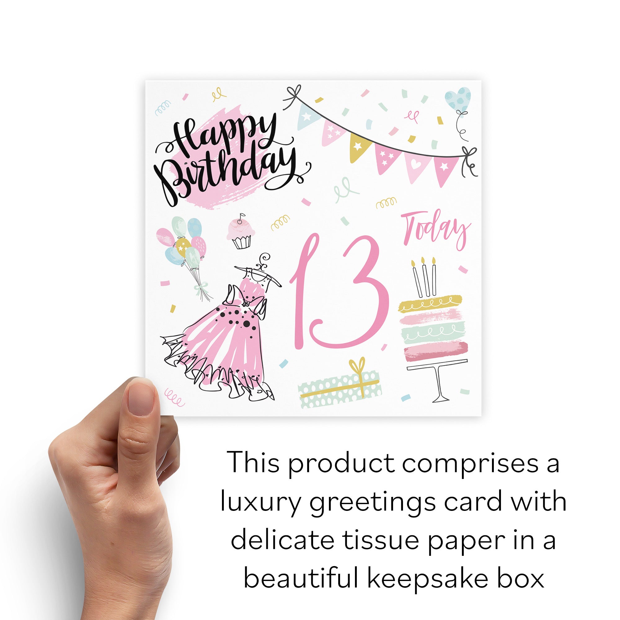 Boxed 13th Girl Birthday Card Party - Default Title (B0D5RP22LJ)