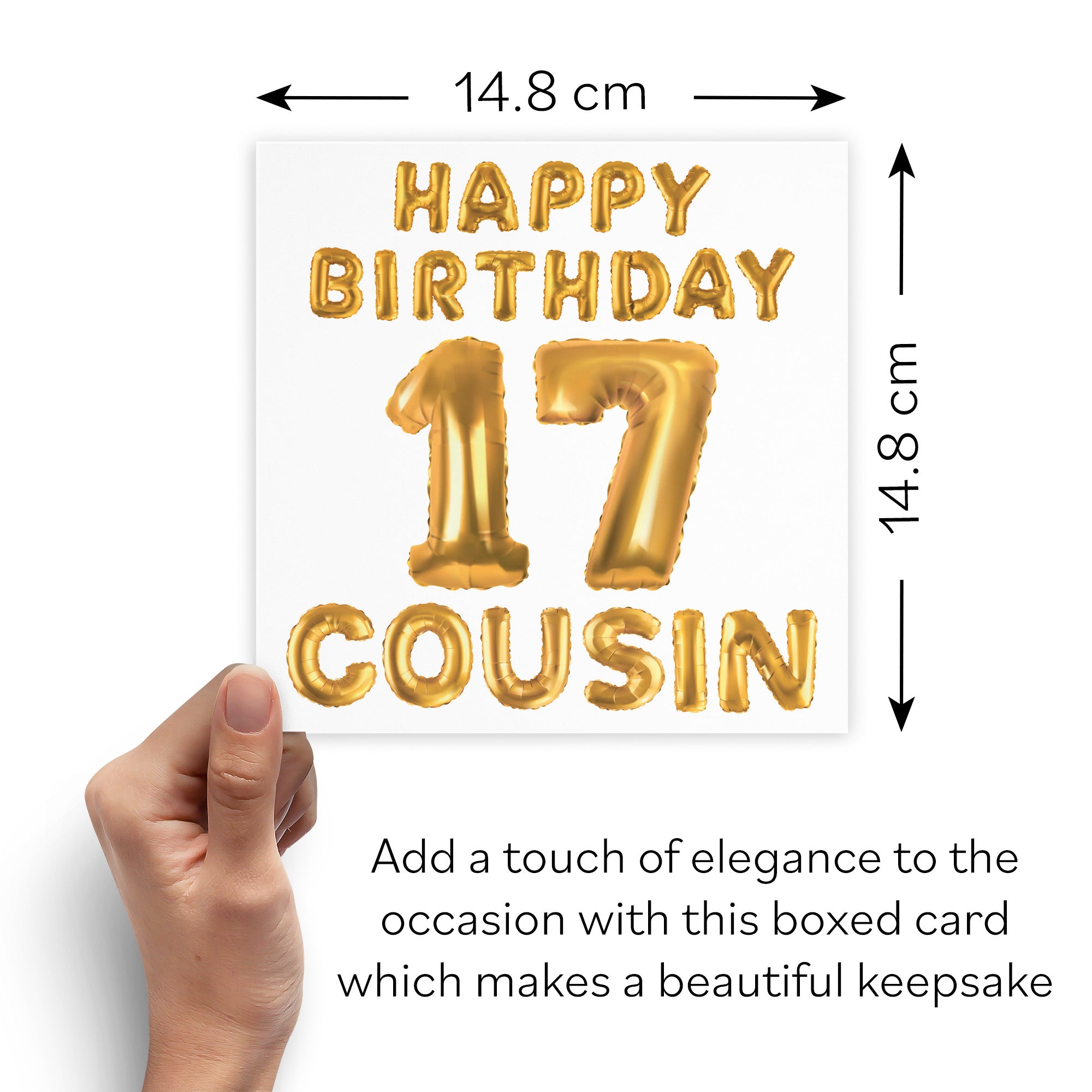 Boxed 17th Cousin Birthday Card Balloon - Default Title (B0D5RP22Y7)