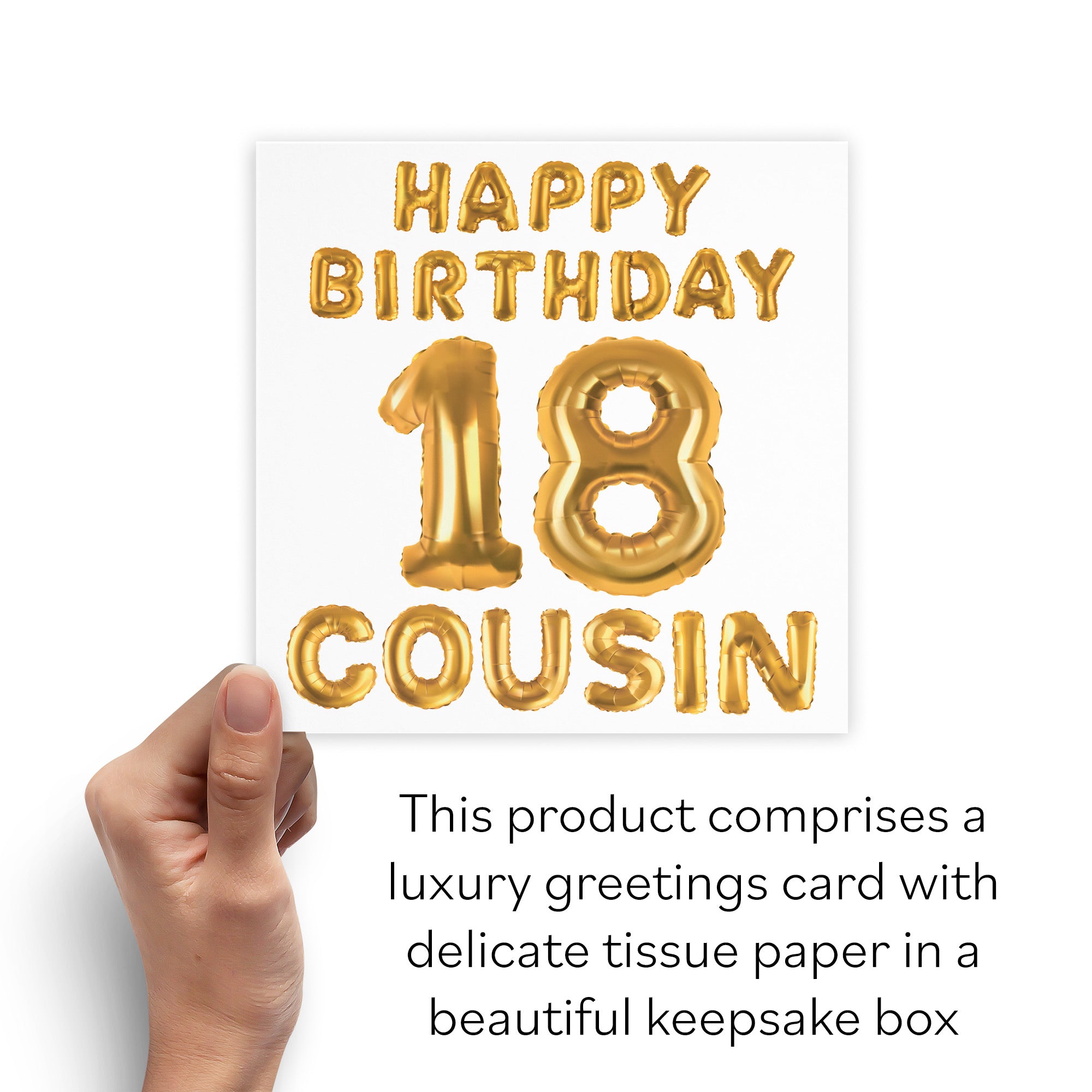 Boxed 18th Cousin Birthday Card Balloon - Default Title (B0D5RP3CG5)