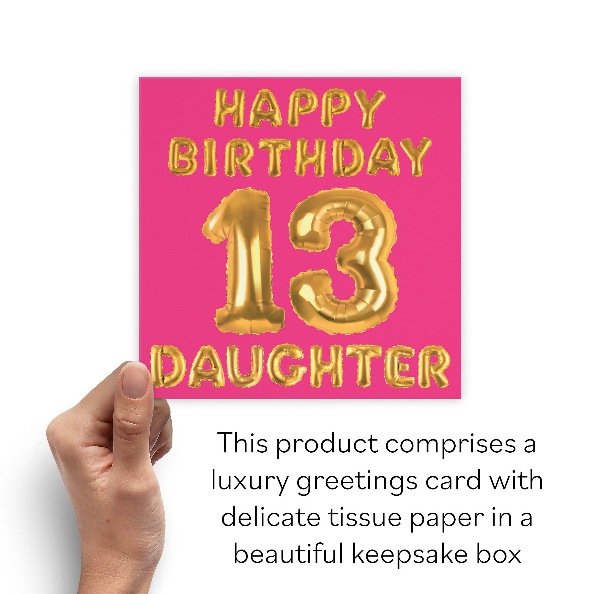 Boxed 13th Daughter Birthday Card Balloon - Default Title (B0D5RPBN3L)