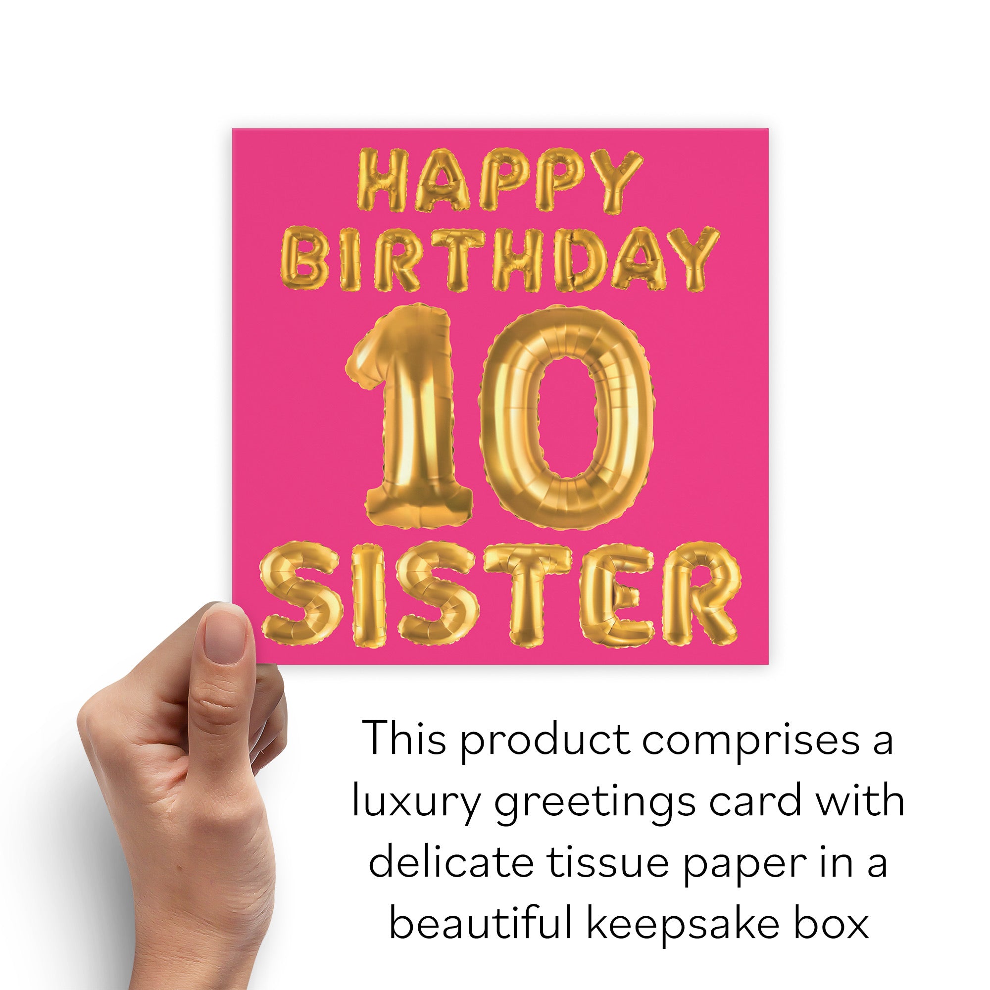 Boxed 10th Sister Birthday Card Balloon - Default Title (B0D5RPCP3J)