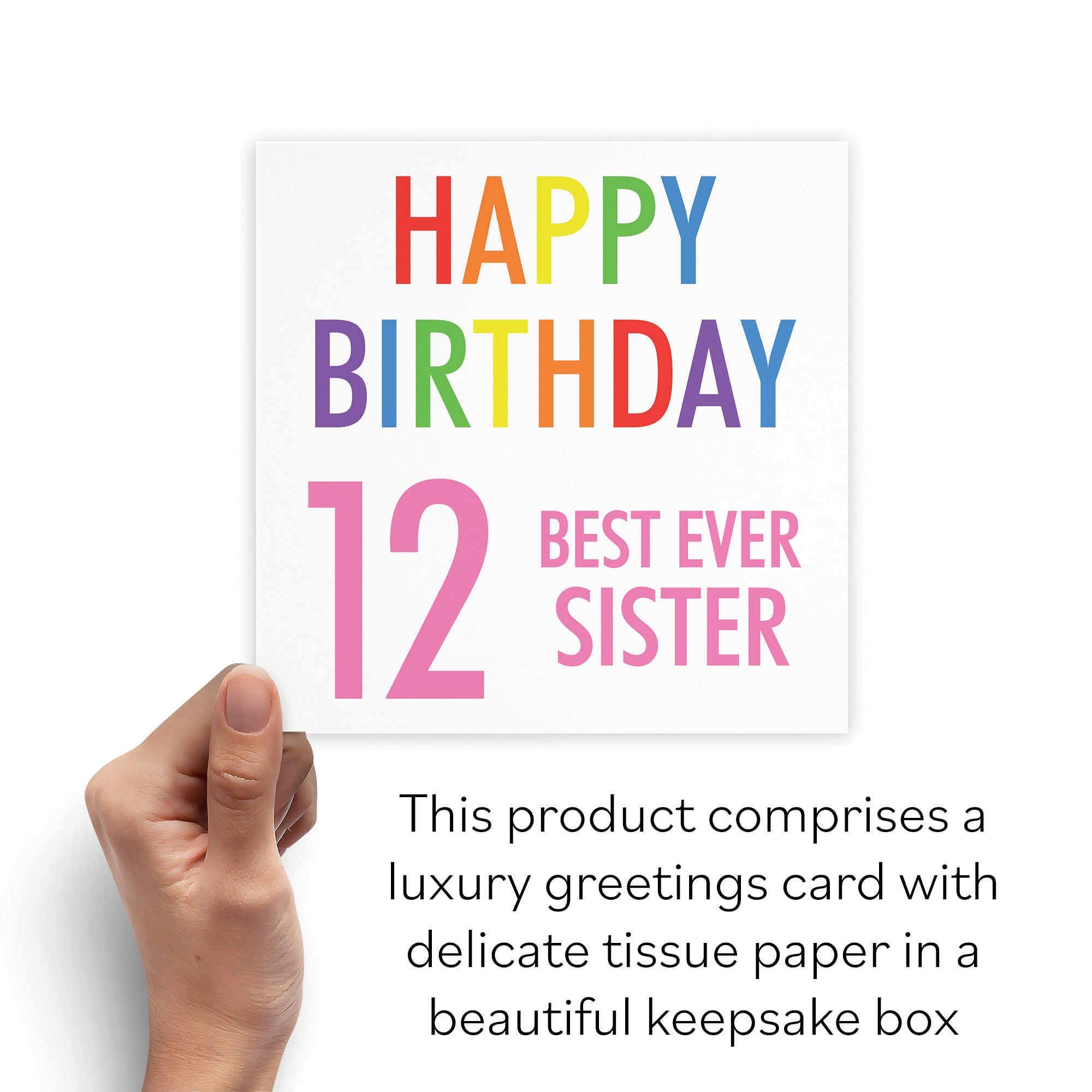 Boxed 12th Sister Birthday Card Colourful - Default Title (B0D5RPK6DZ)