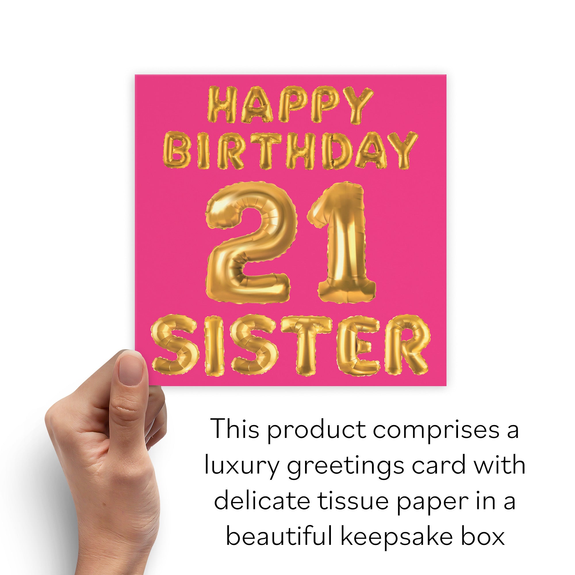 Boxed 21st Sister Birthday Card Balloon - Default Title (B0D5RPPCWD)