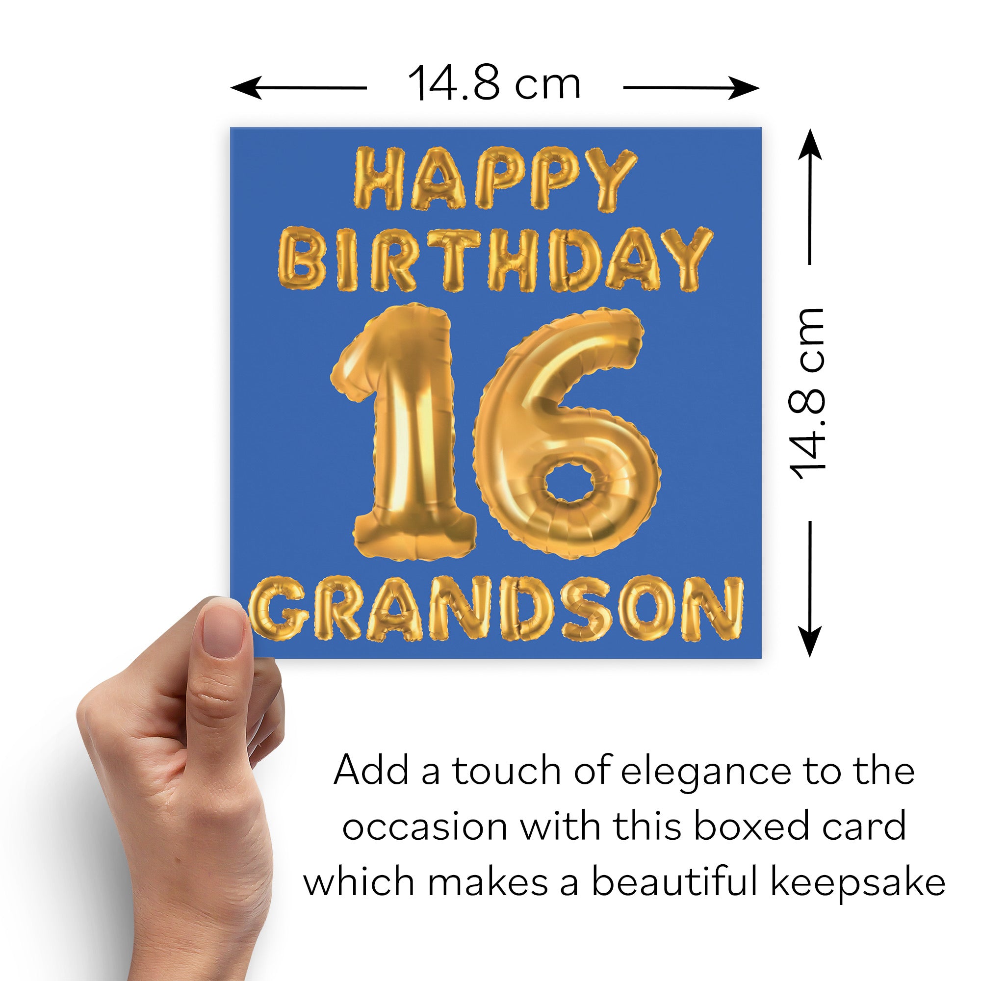 Boxed 16th Grandson Birthday Card Balloon - Default Title (B0D5RPQL5K)