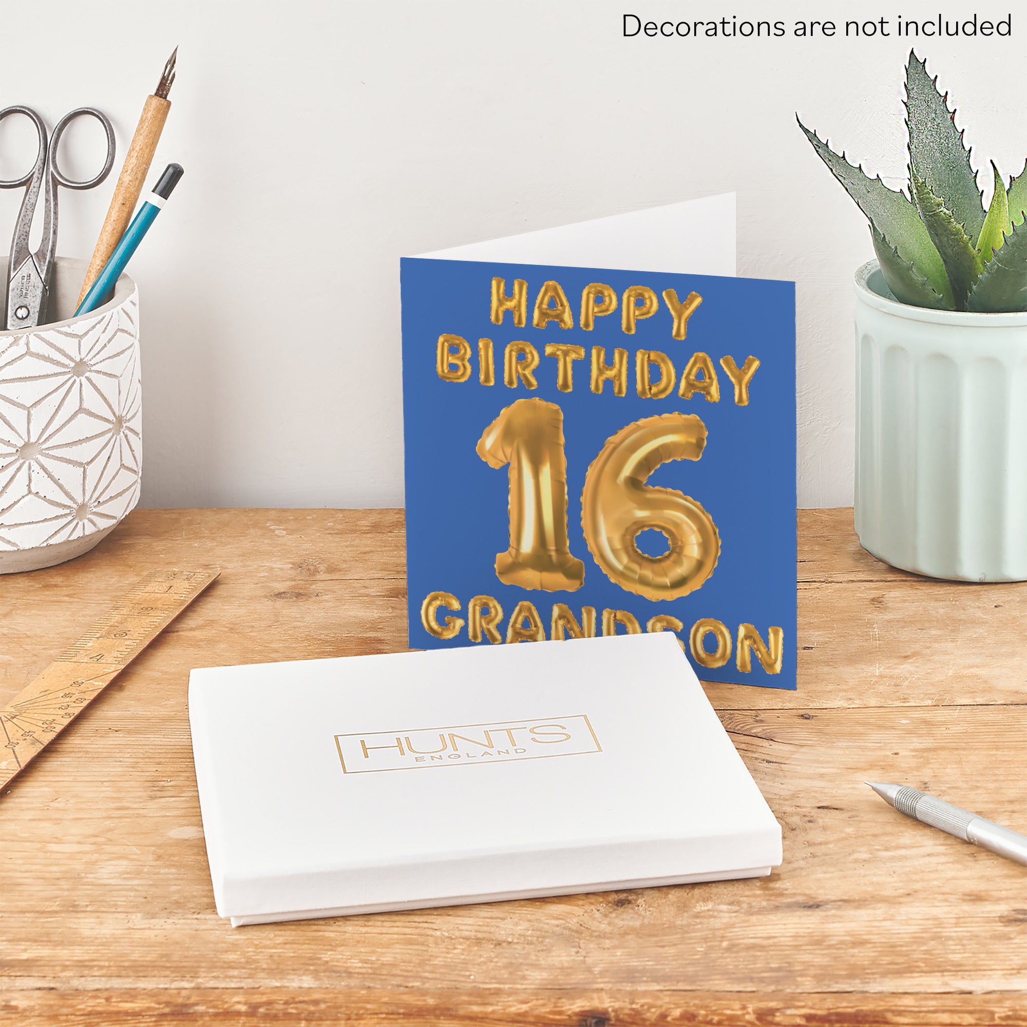 Boxed 16th Grandson Birthday Card Balloon - Default Title (B0D5RPQL5K)