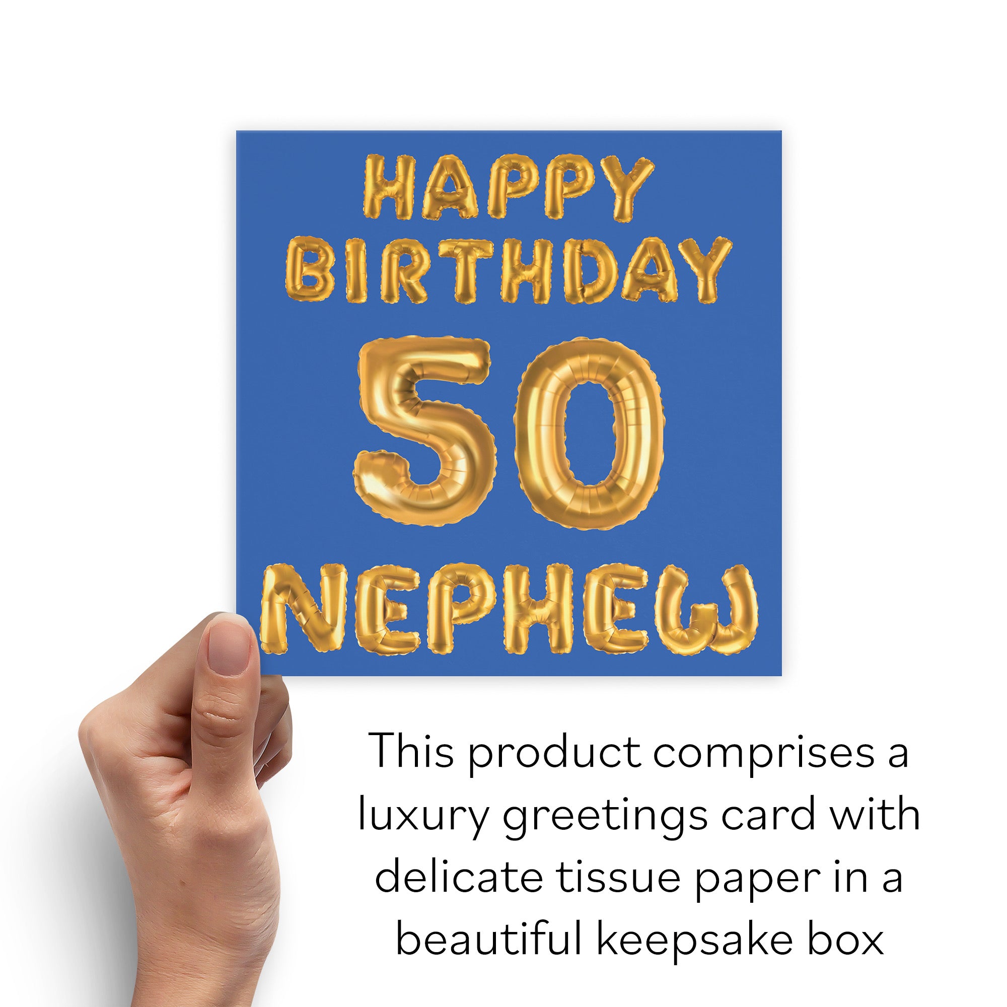 Boxed 50th Nephew Birthday Card Balloon - Default Title (B0D5RPR3DR)