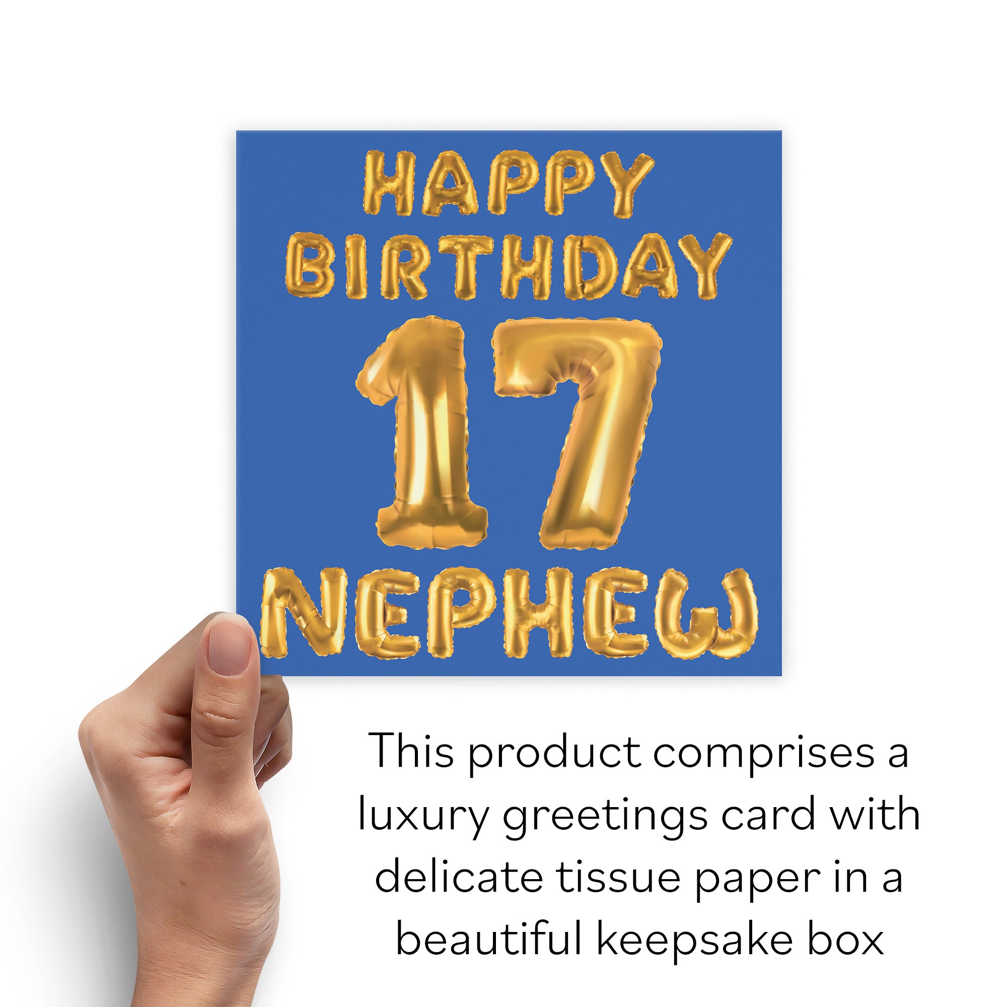 Boxed 17th Nephew Birthday Card Balloon - Default Title (B0D5RPYC58)