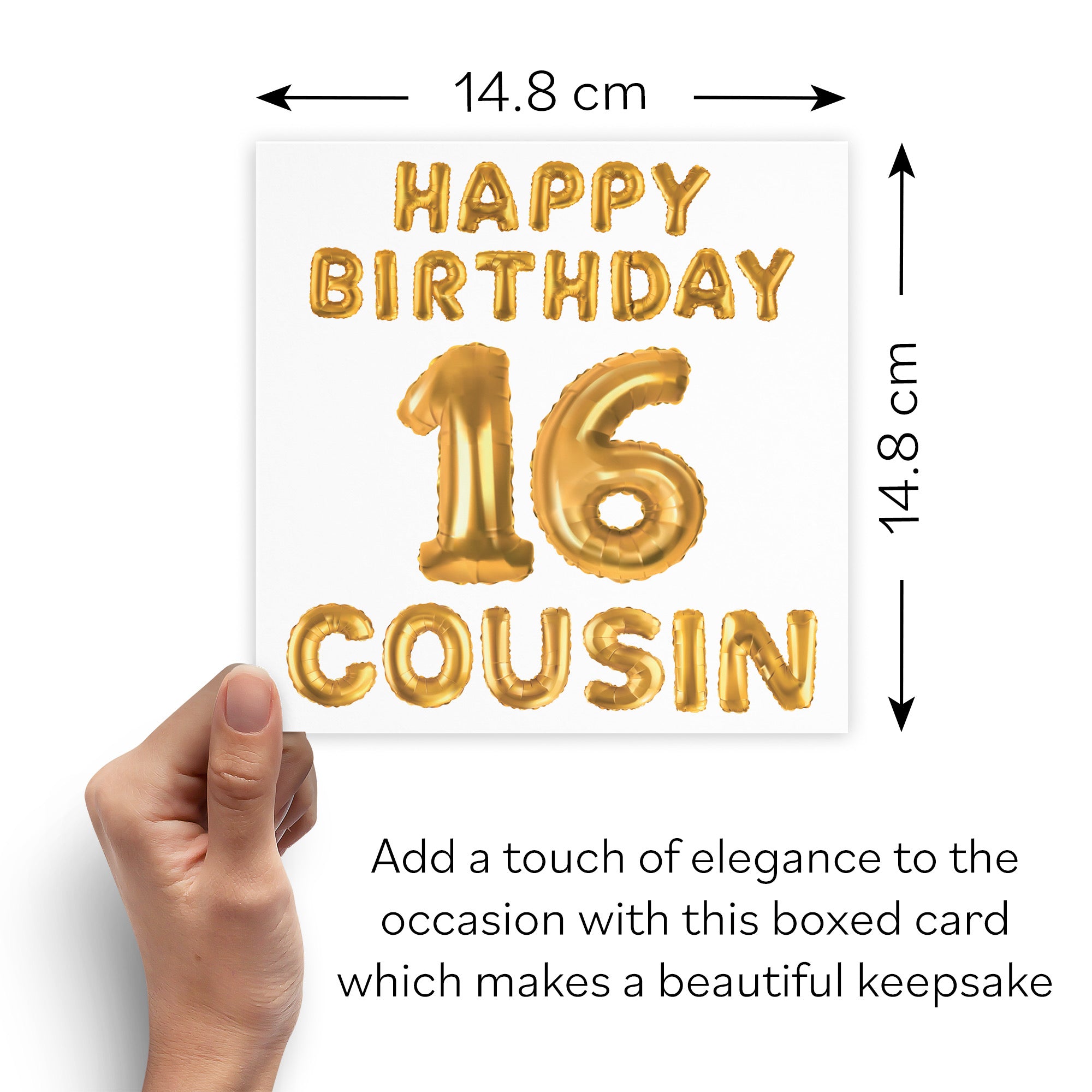 Boxed 16th Cousin Birthday Card Balloon - Default Title (B0D5RQ4RMW)